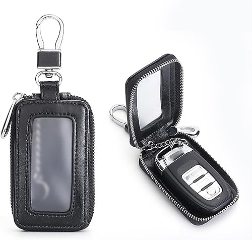 Miniatura 5 de vvag Funda de cuero genuino para llavero de coche de alta calidad, soporte para llavero remoto para automóvil, bolsa universal