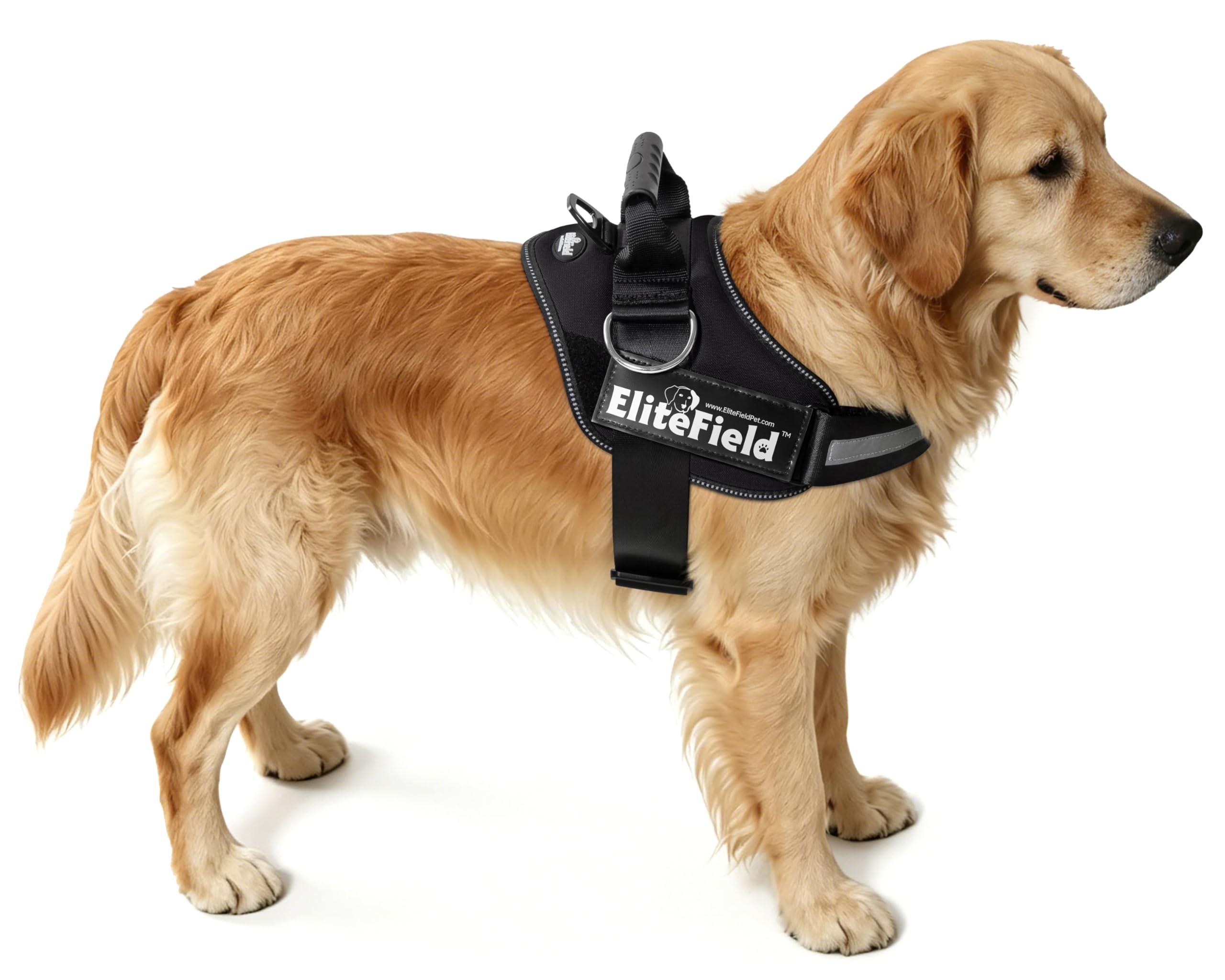 EliteField Reflektierendes Hundegeschirr mit Griff, verstellbar, atmungsaktiv, mit 3 Befestigungspunkten für die Leine, 1000D-Nylon und ID-Tags