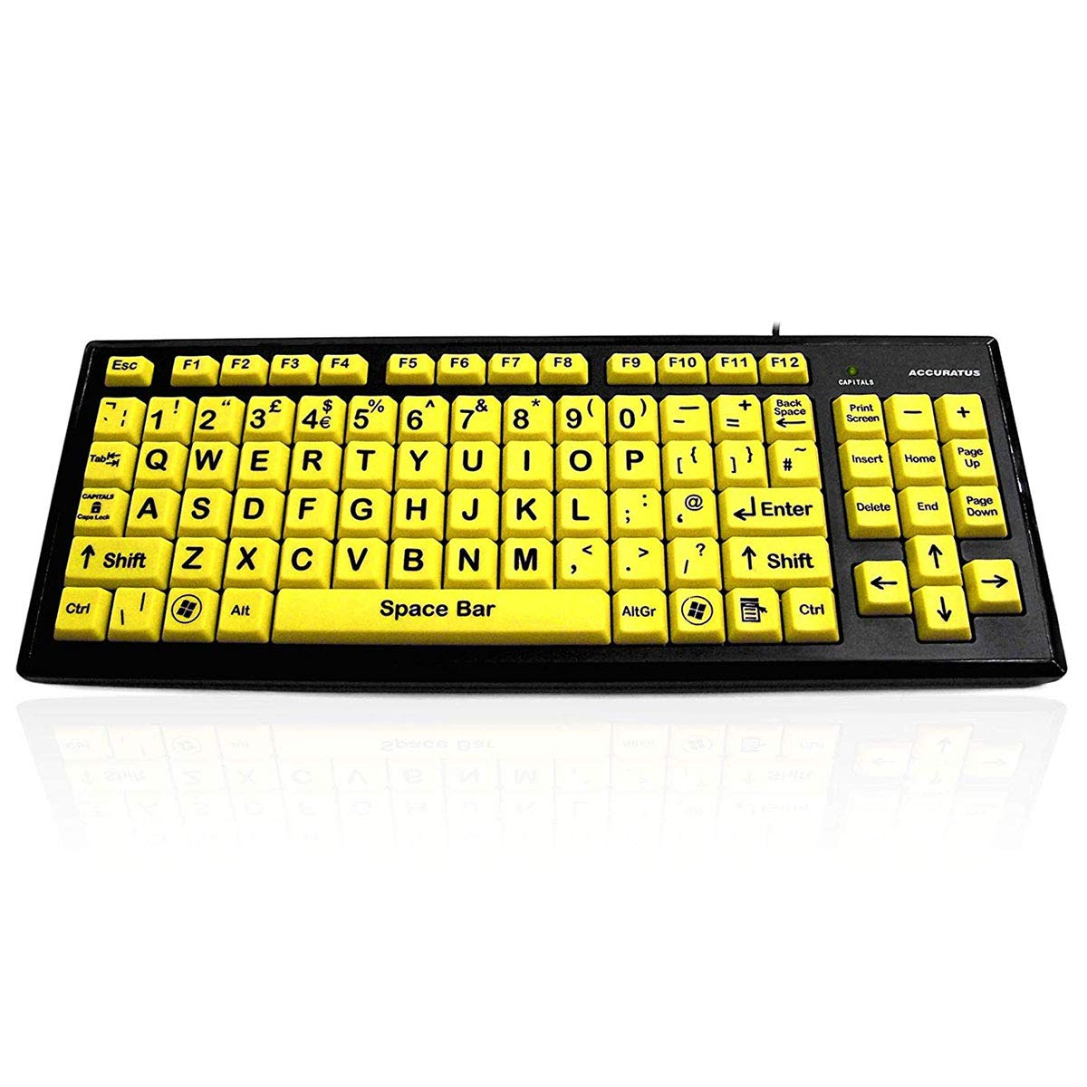AccuratusMonster 2 FRENCH - USB High Visibility Visual Impairment Keyboard with Extra Large French Layout Keys & 2 Port USB Hub