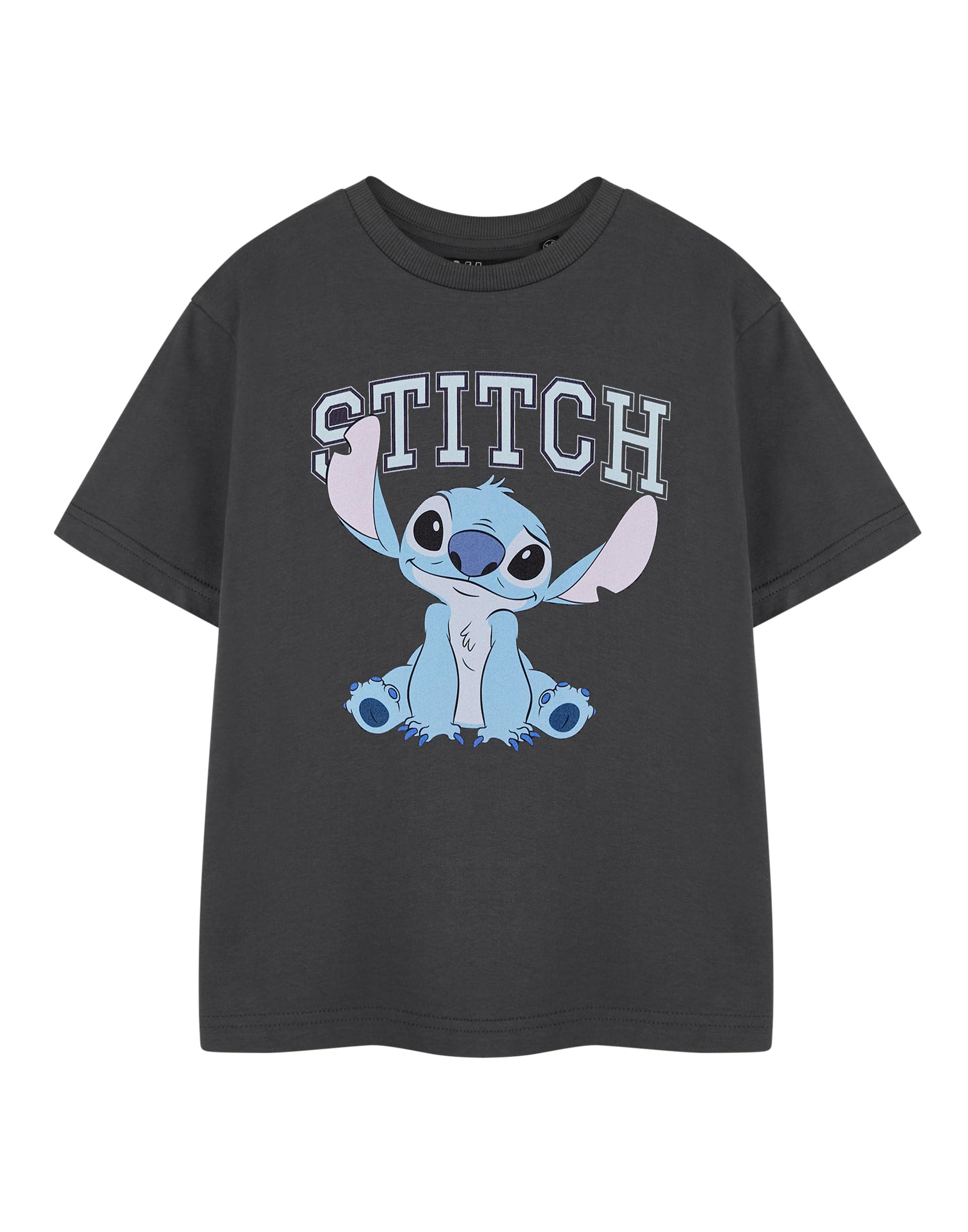 Disney Lilo & Stitch College Girls White Short-Sleeved T-Shirt | Cute Graphic Tee for Teens | Ohana Stitch Character Top | Varisty Apparel Gift for Girls & Fans