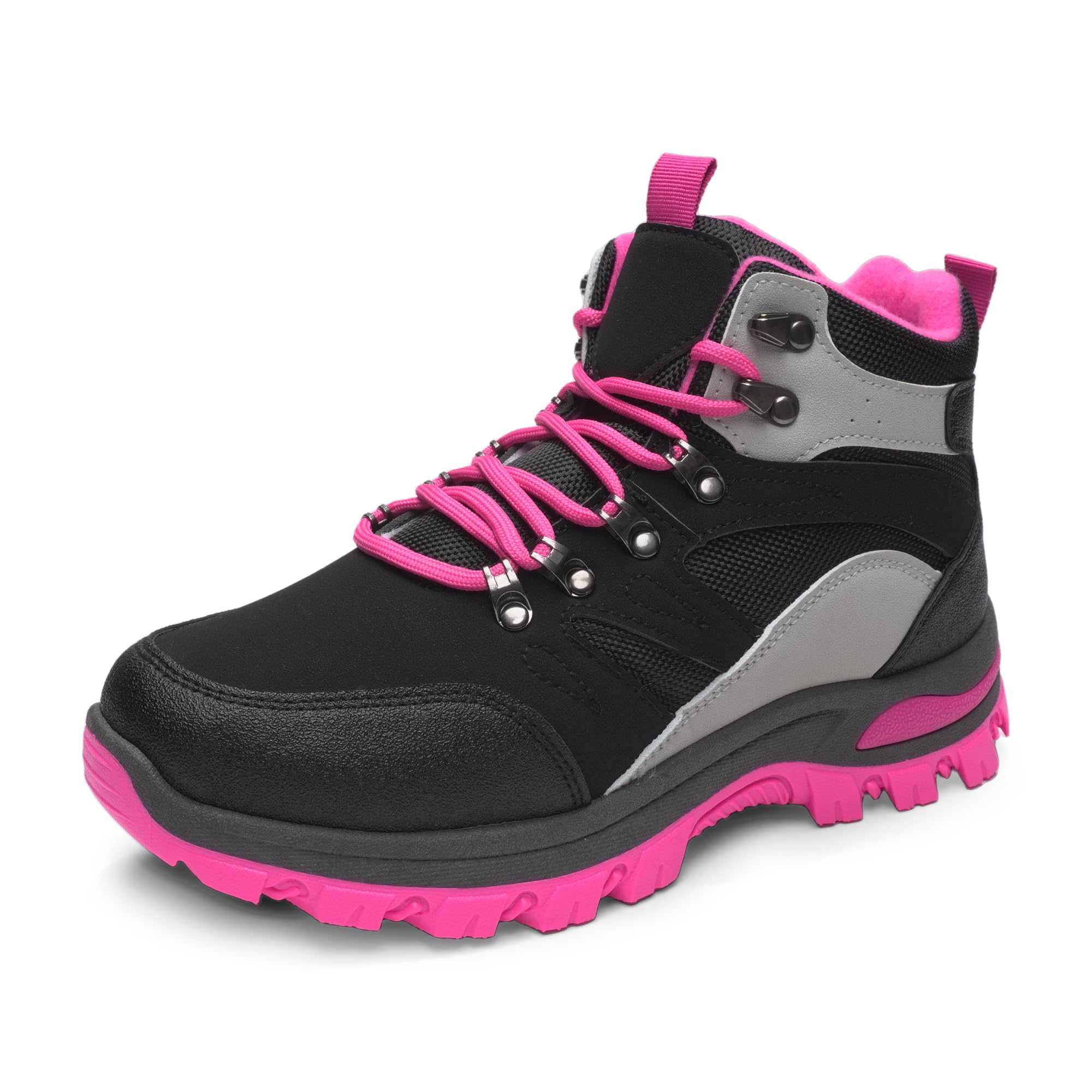 JOMIX Scarpe Trekking Donna Scarponcini Outdoor Stringati alla Caviglia | Suola carrarmato antiscivolo allacciatura regolabile e collarino imbottito per passeggiate outdoor e uso quotidiano