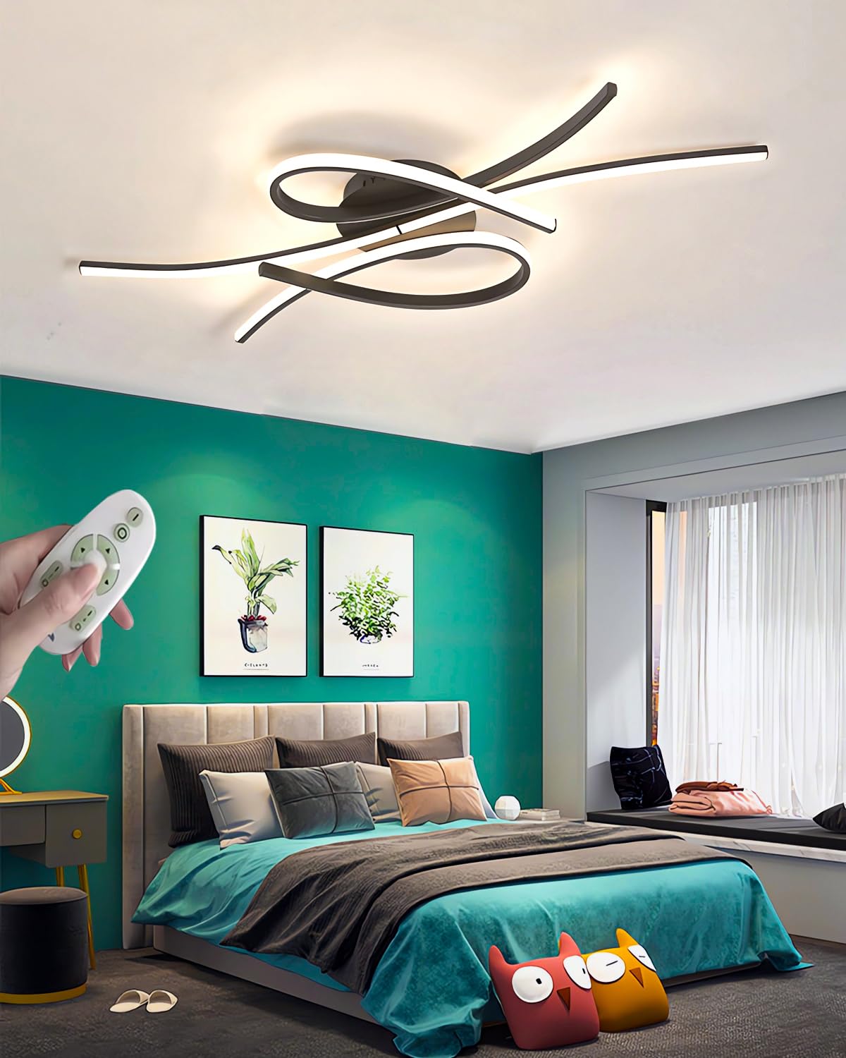 Lampada soffitto LED con note musicali,luci moderne per camera da letto,plafoniera dimmerabile,lampada camera letto dal design creativo in alluminio,per soggiorno,sala da pranzo (Nero, 80CM)