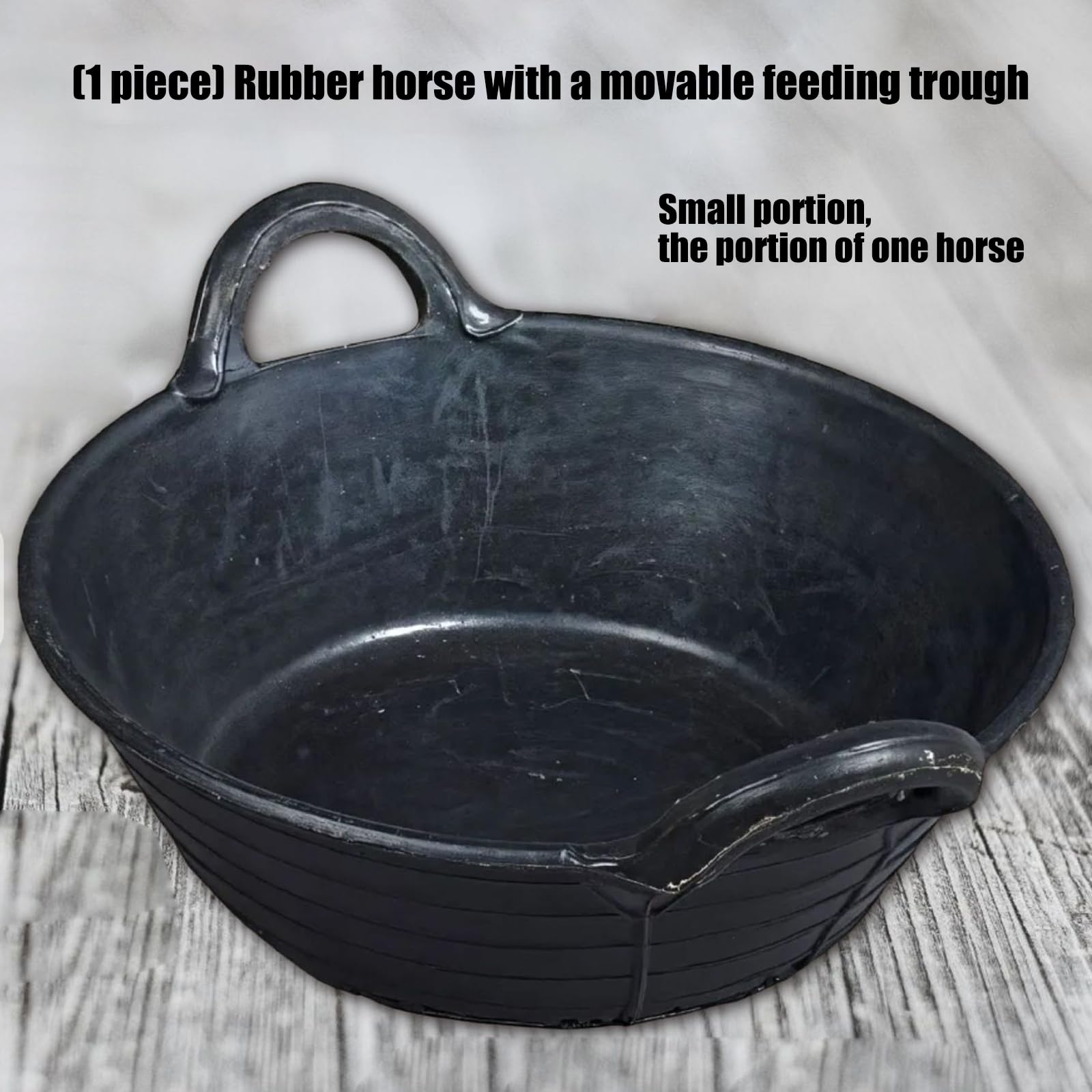 Pesebre de goma resistente para el cuidado de los caballos, parte inferior texturizada y forma espaciosa, bueno para múltiples caballos. Comedero de goma para caballos