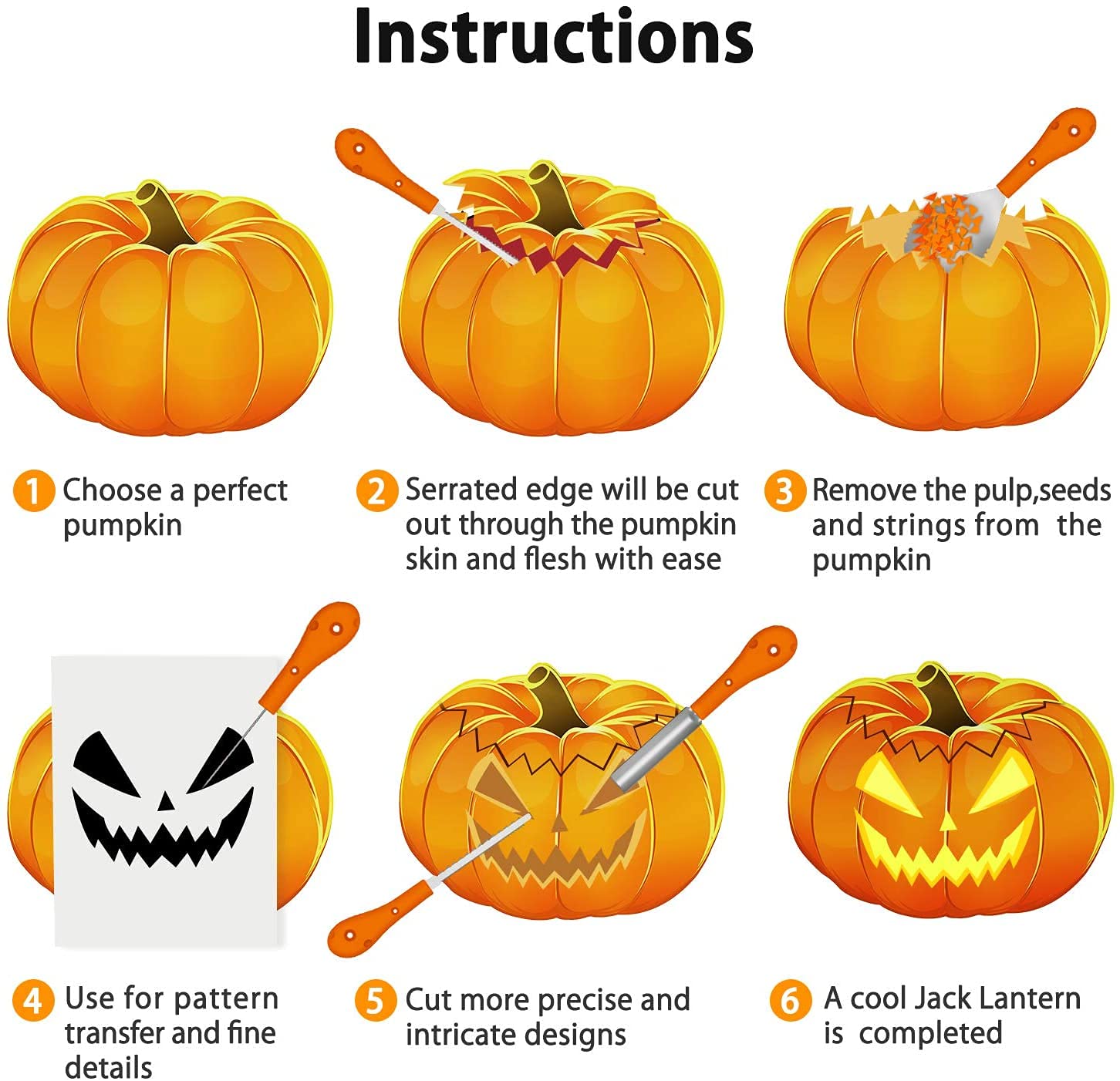 Kürbis Schnitzset Unomor 15 Stück , Professionelles Halloween Kürbis Schnitzwerkzeug, Einfaches Schnitzen Von Halloween Kürbis Dekorationen Von Creative Jack-O-Lantern Carving Schnitzwerkzeug Kürbis