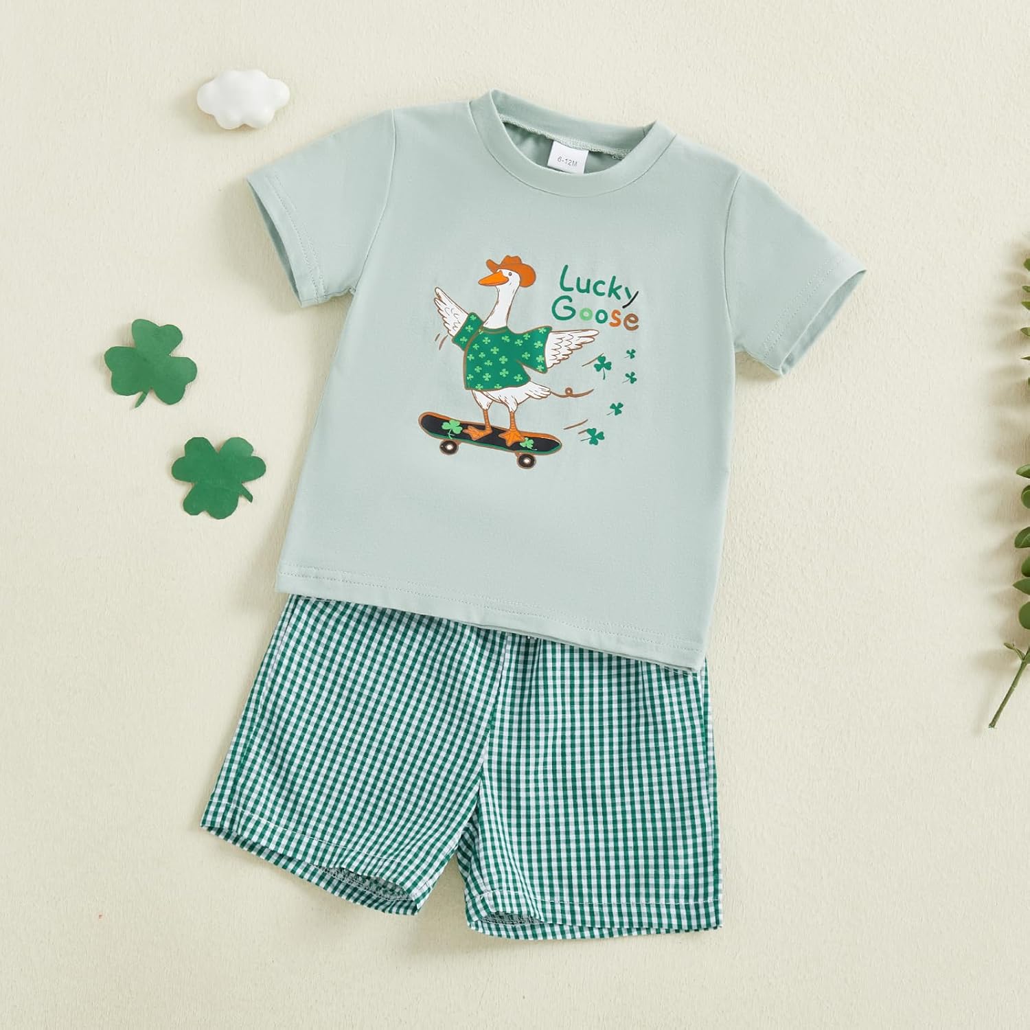 Fiomva Baby St Patricks Day Outfit Boy Girl Striped Short Sleeve T Shirt Tee Jogger Shorts Set Toddler Summer Clothes - Image 5