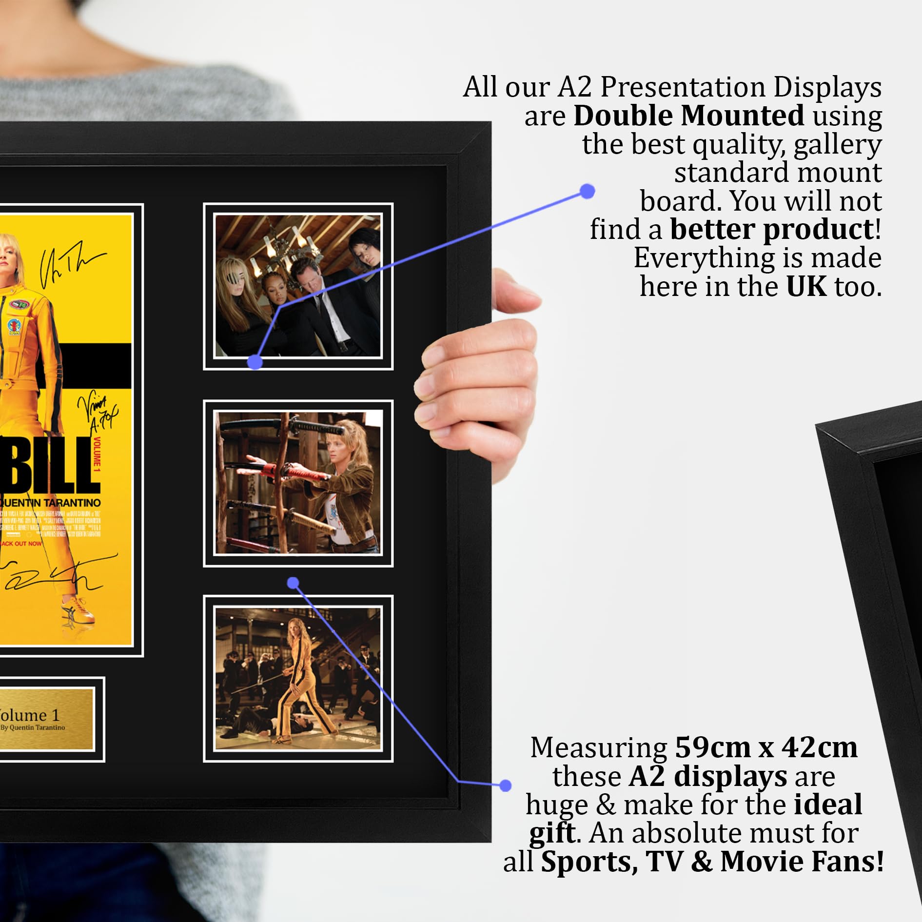 HWC Trading Kill Bill Vol 1 Geschenke Geducktes Signiertes Autogramm Foto für Fans von Film Memorabilien - A2 Gerahmt