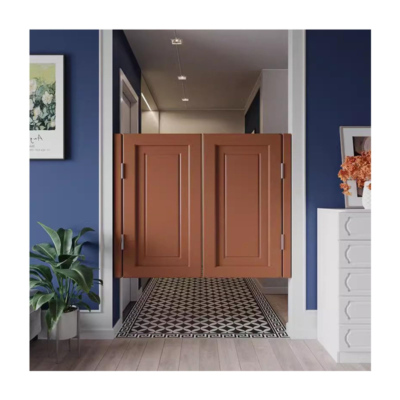 Interior Solid Wood Swing Door, Saloon Cafe Doors,Swinging Doors Cafe Doors, Auto Close Swinging barn Door Swinging Door, for Kitchen Hallway Swinging Doors (Color : B, Size : W100xH90cm(39.37x35.43