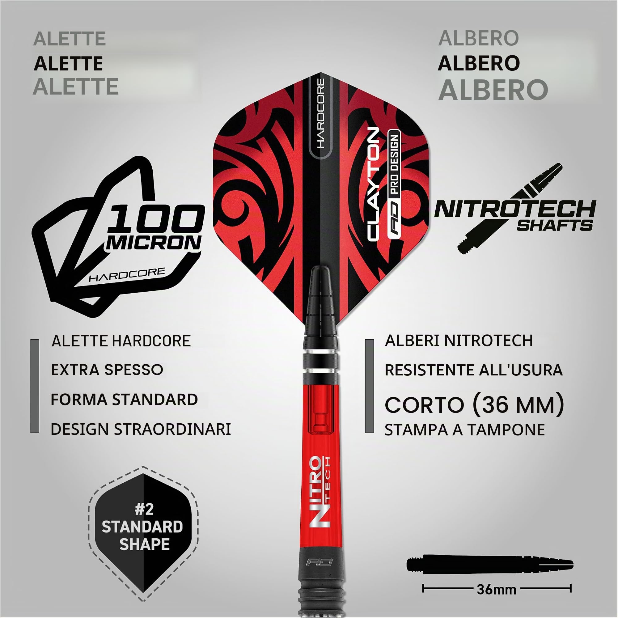 RED DRAGON Darts – Giocatore Professionista - Jonny Clayton Hiraeth Serie - 90% Tungsteno Punta in Acciaio Set di Freccette con voli e aste per Freccette - Disponibile in Punta Morbida e Acciaio
