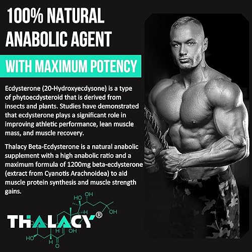 Miniatura 5 de Thalacy 1200MG Beta Ecdysterone Supplement, 98% Pureza Máxima Ecdysterone Suplementos para masa muscular magra, rendimiento atlético y fuerza, 360