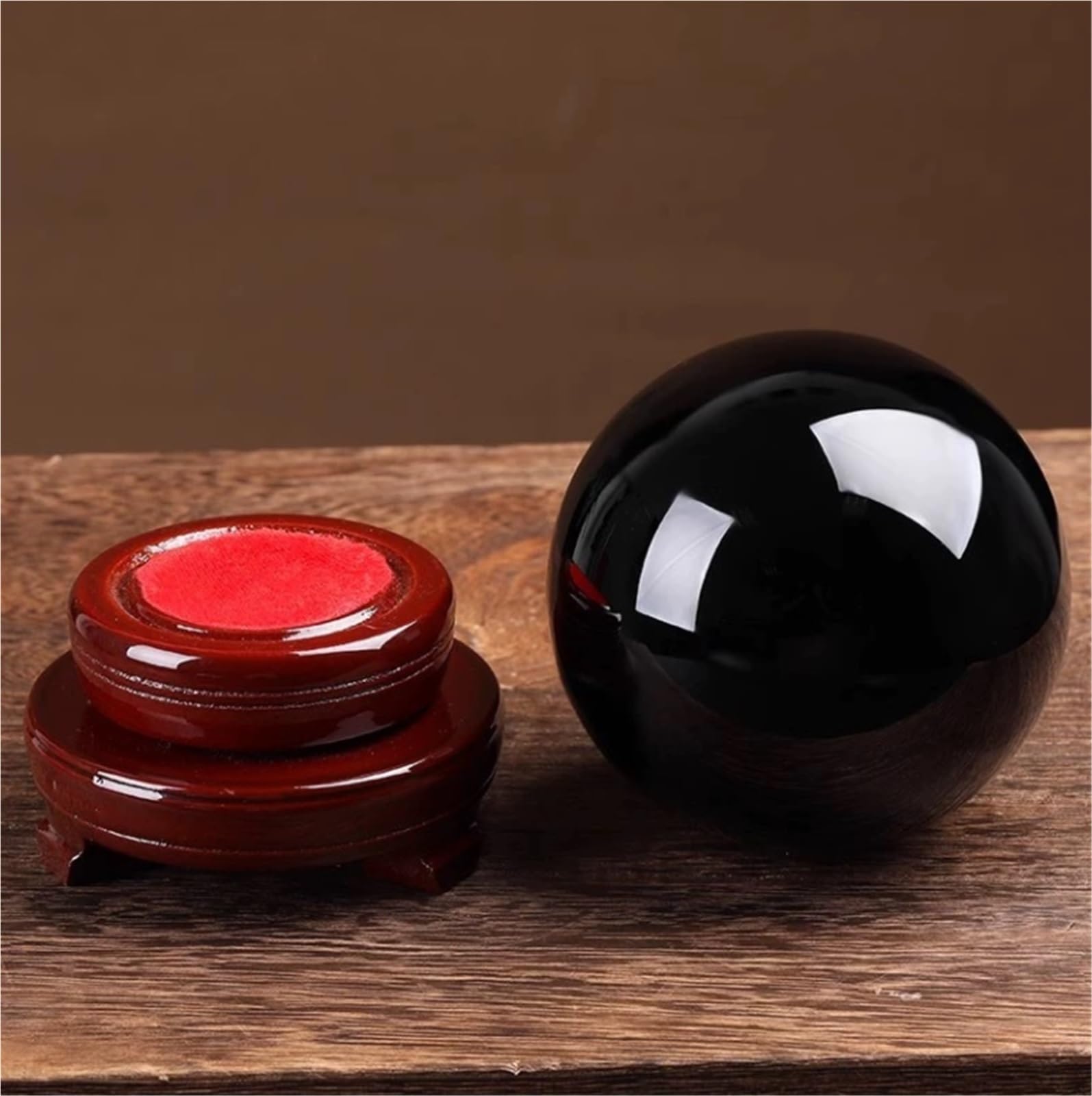 Boule Cristal Boule De Cristal avec Support en Bois, Sphère Décorative, Décorations for La Maison Décoration Bureau(10cm)