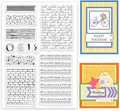 INFUNLY Marble Texture Clear Stamps for Card Making 11 Style English Word Rubber Stamp Music Note Silicone Stamp Wall Background Seals Wood Grain Transparent Stamps for DIY Scrapbooking Paper Crafts