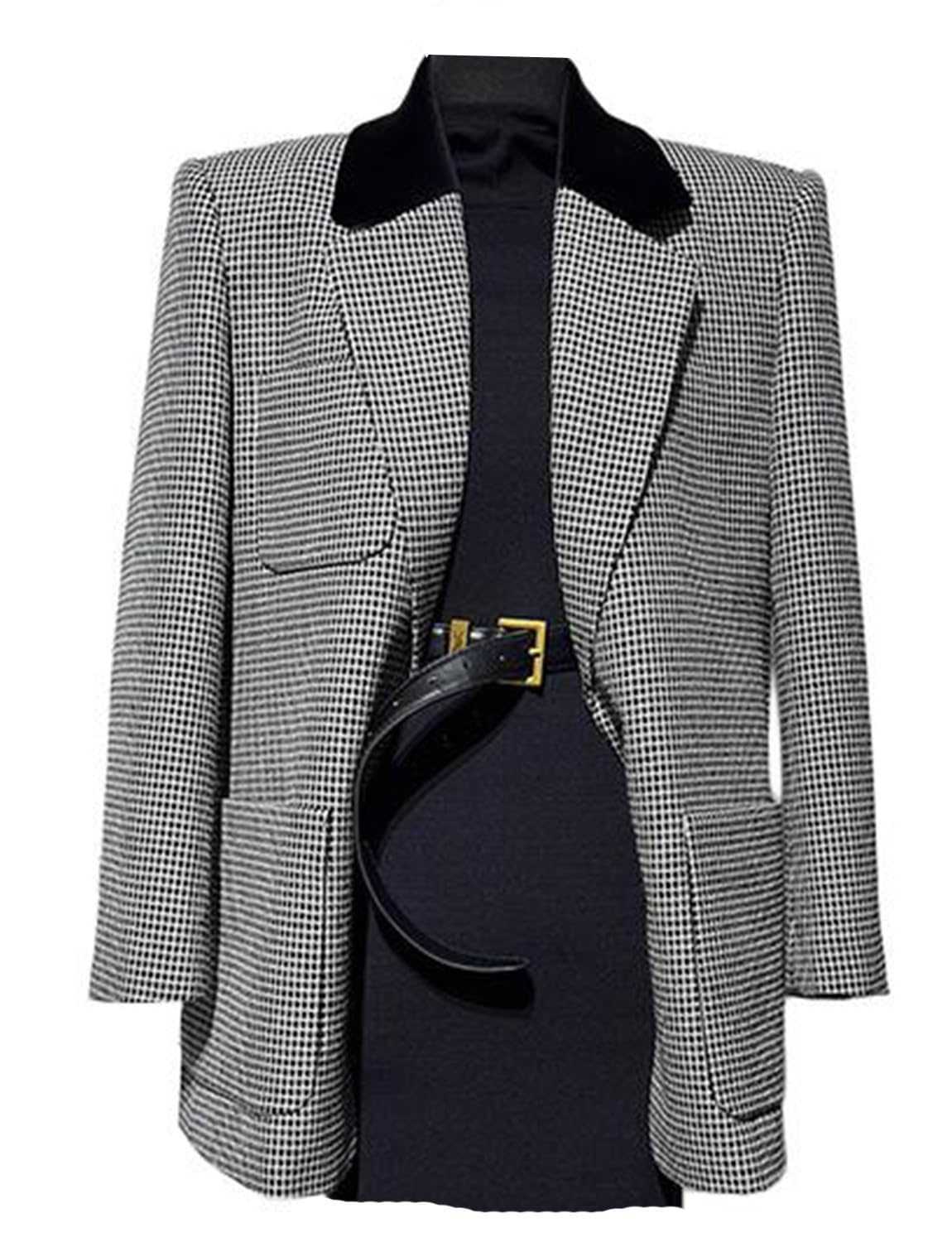 Womens Houndstooth Tuxedos Blazer Notch Lapel Suit Jacket for Christmas