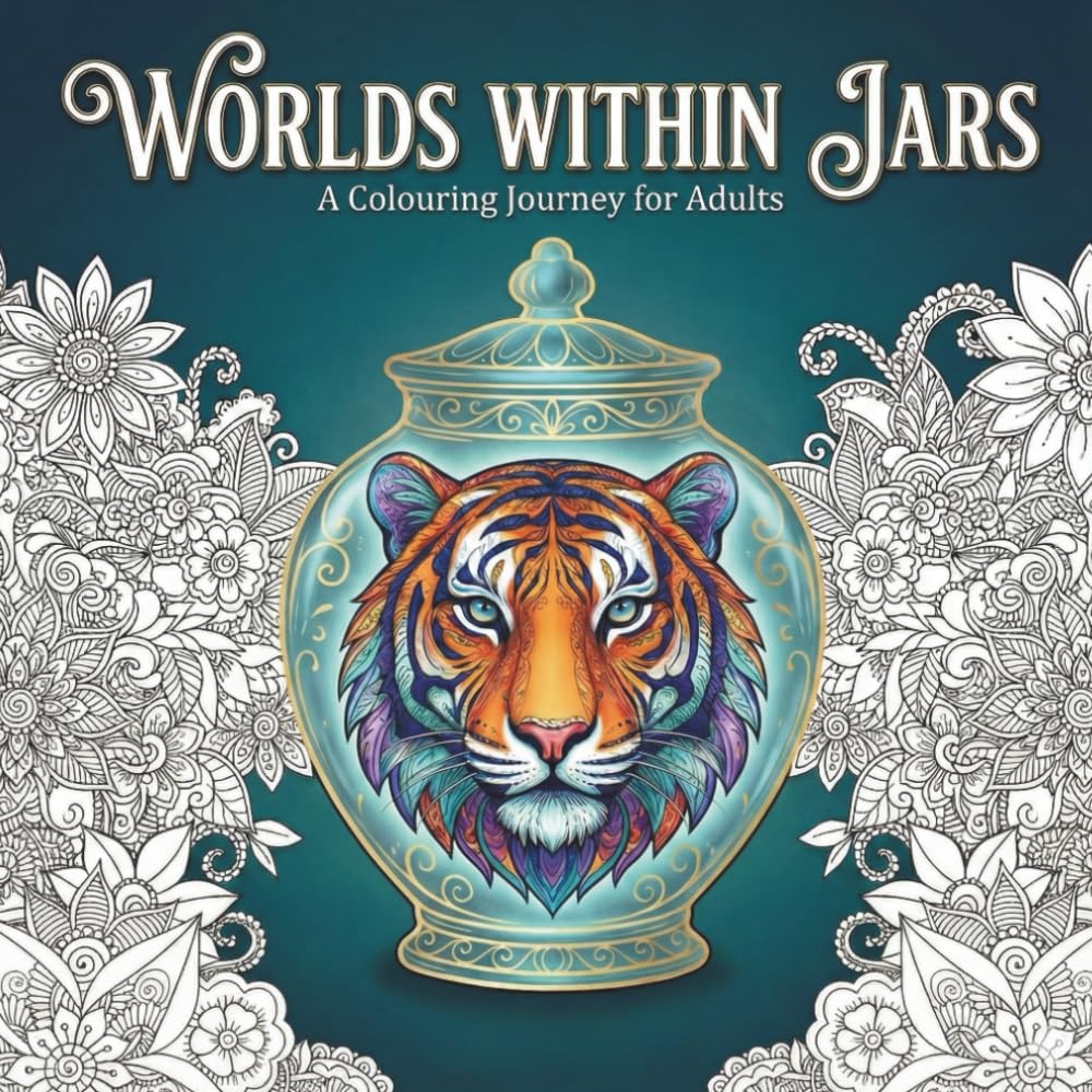 Worlds Within Jars: 50 Intricate Mandala & Zentangle Patterns for Stress Relief and Relaxation: A Detailed Adult Coloring Book Featuring Magical ... and Nature Scenes Inside Glass Bottles