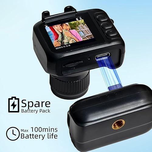 Miniatura 6 de Llavero mini cámara, mini cámara digital retro, cámara Y2K, lente gran angular, pantalla LCD de 1.4 pulgadas, 32 GB incluidos, fotos nostálgicas,