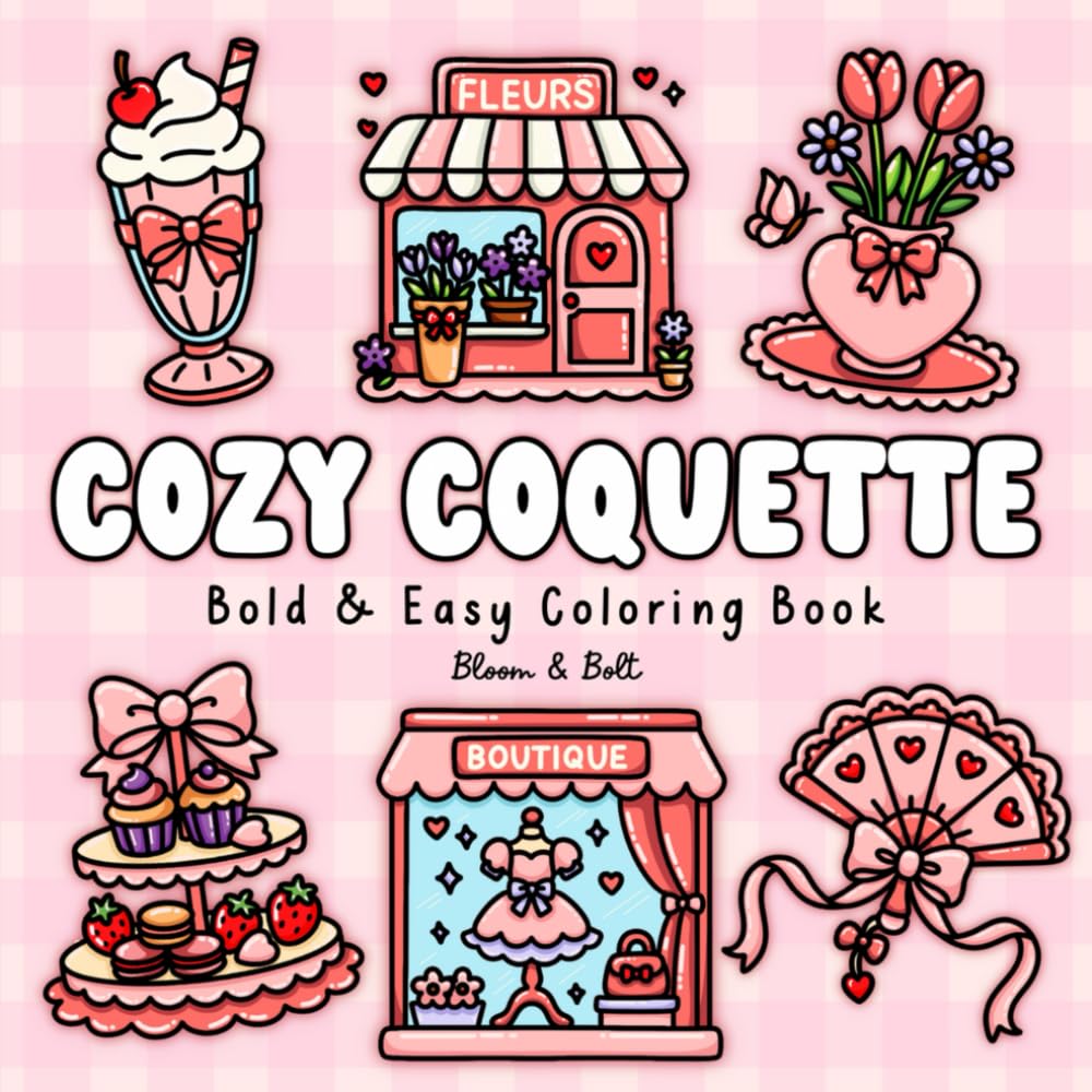 Cozy Coquette Coloring Book: A Cute & Feminine Coloring Book of Bows, Hearts, Ribbons, and Romantic Aesthetic Vibes for All Ages (Bold & Easy Vibes Coloring Books)