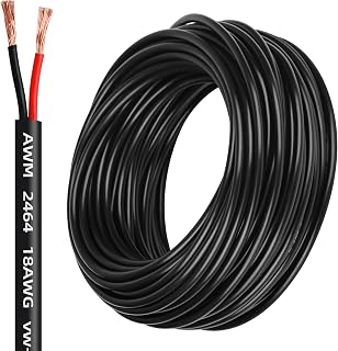 Lesnlok 18 Gauge 2 Conductor 50FT Oxygen-Free Copper PVC Wire for LED Strips, Automotive, Solar Panels