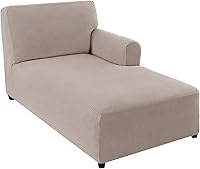 Vista 24 de FantasDecor Funda Elástica para Chaise Lounge Funda de Silla de Celosía con Reposabrazos para Sala de Estar Dormitorio Doble Brazo Tela Jacquard Gris