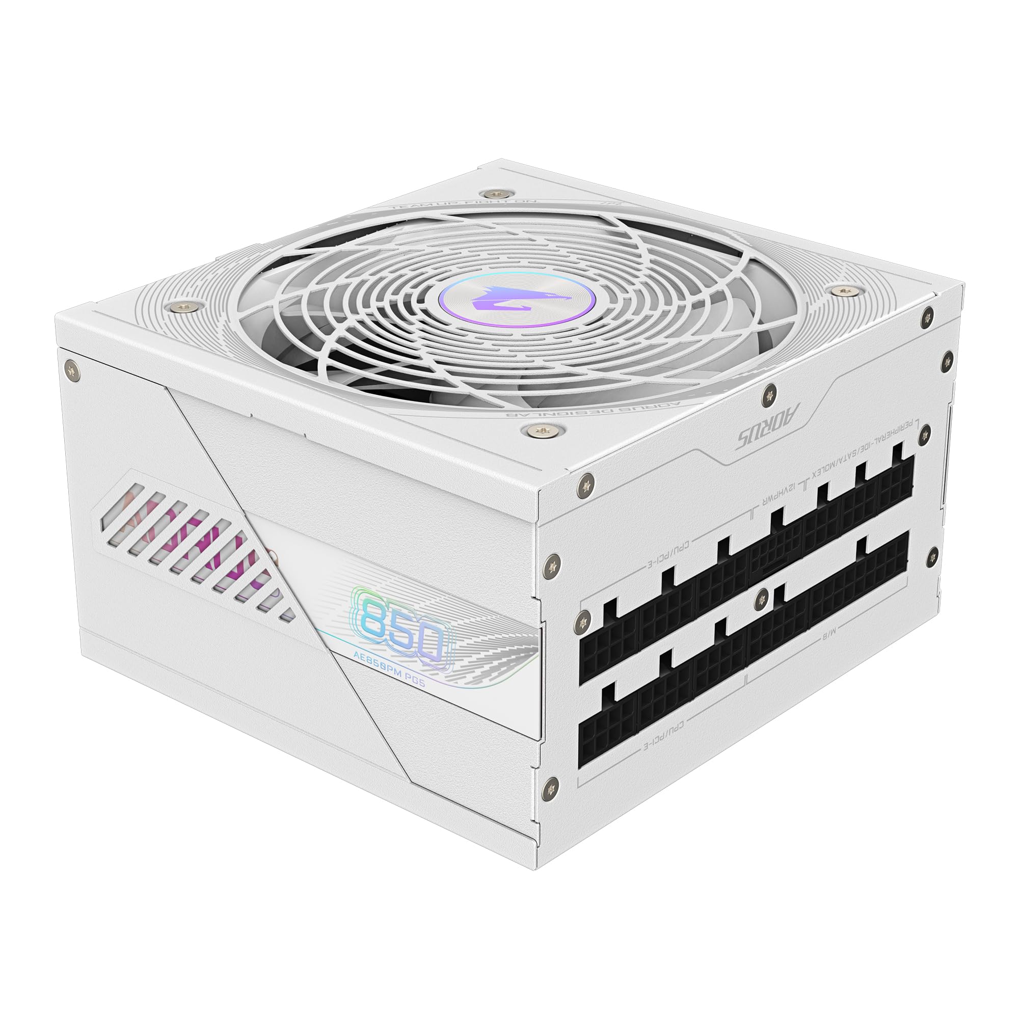 GIGABYTE AORUS Elite P850W Ice Fuente de Alimentación - PCIe 5.0, 80 Plus Platinum, Diseño Completamente Modular, Ventilador de 120 mm, Compatible con ATX 3.0, Enchufe UE
