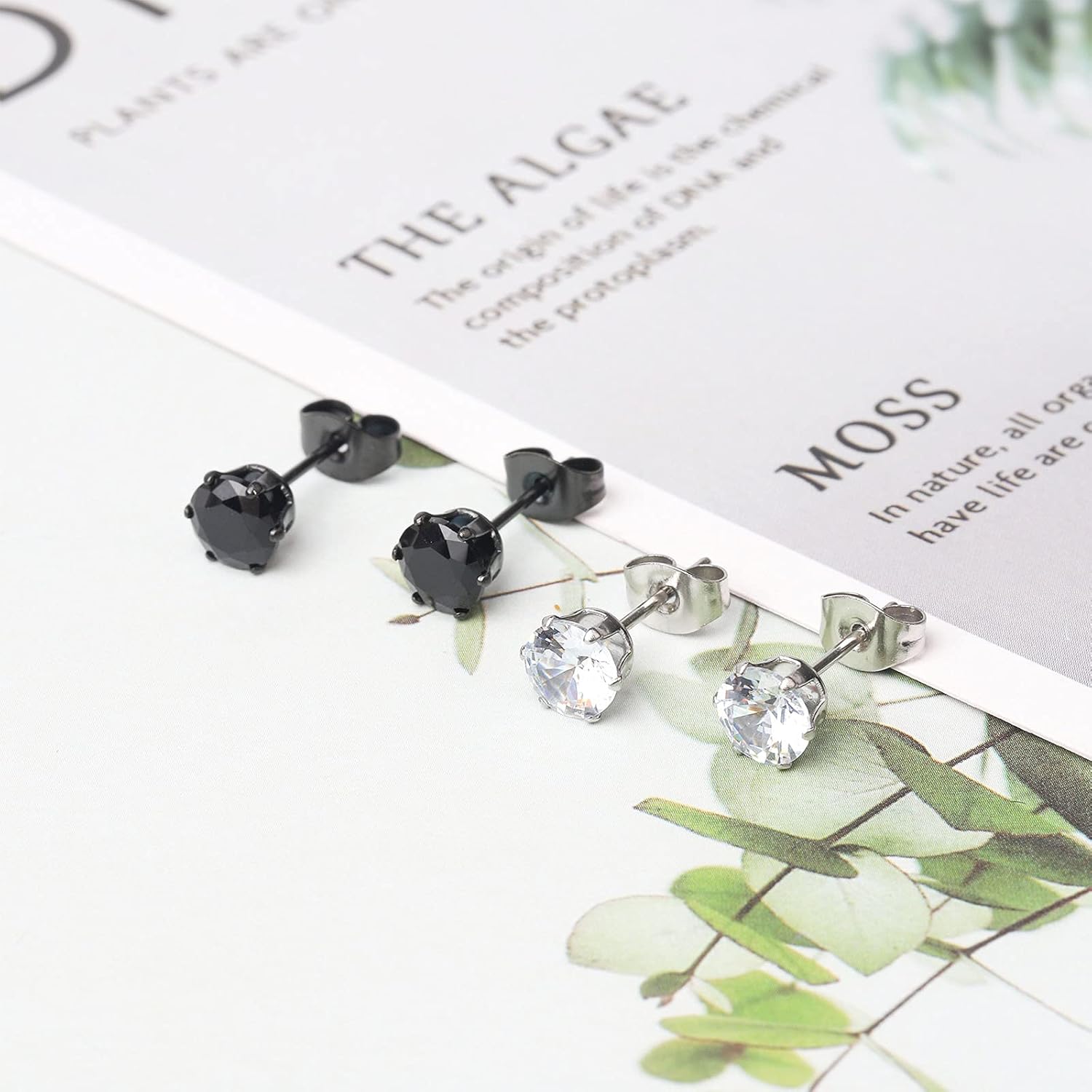 NEWITIN 12 Pairs Stainless Steel Stud Earrings for Men Hypoallergenic Earring Unisex Studs Inlaid Cubic Zirconia Men Earrings Hoop CZ Stud Earring Set for Women - Image 4