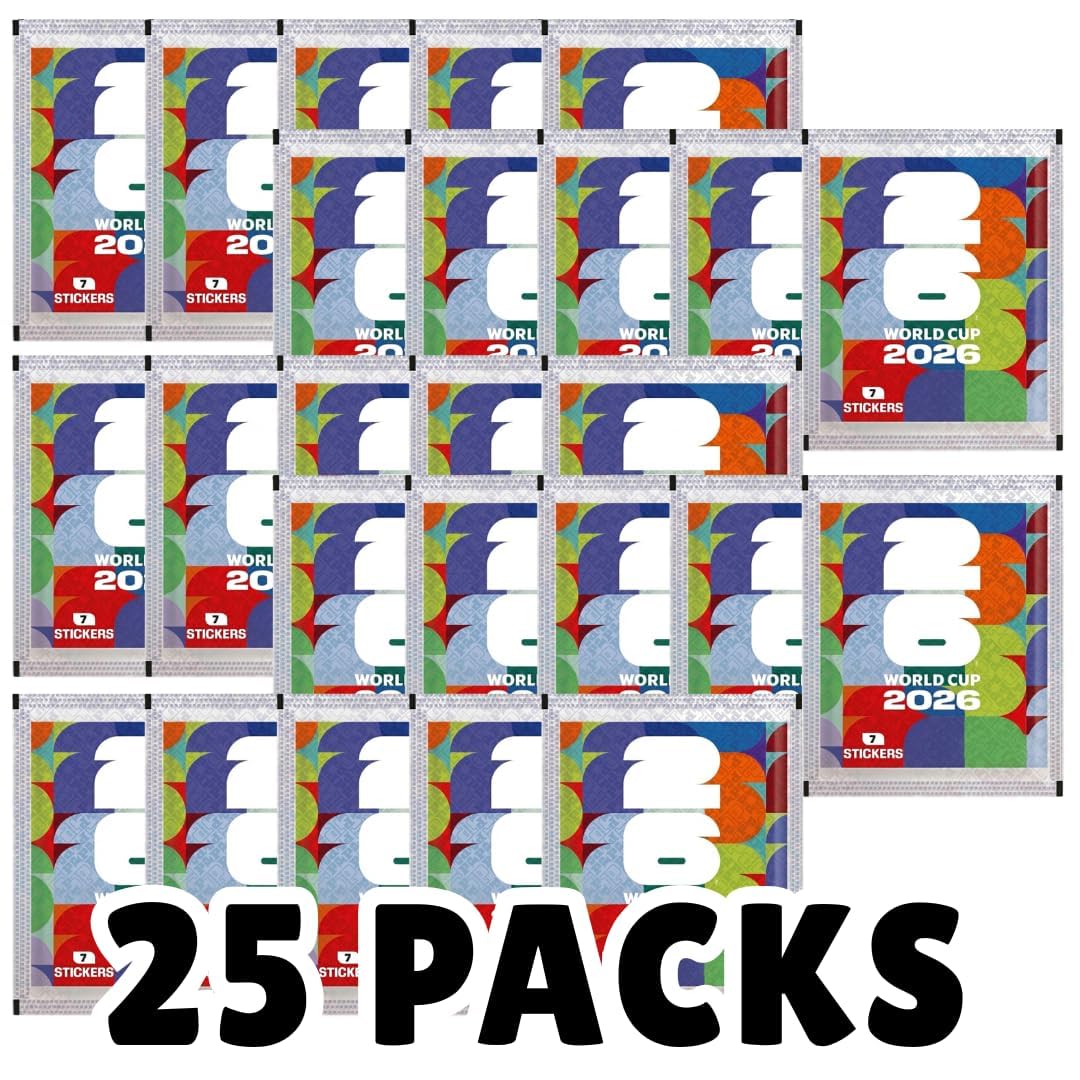 25x Panini World Cup 2026 Sticker Bundle – 25 Tüten mit 70 Sammelstickern für Fußballfans & Sammler + Heartglobal Versandschutz