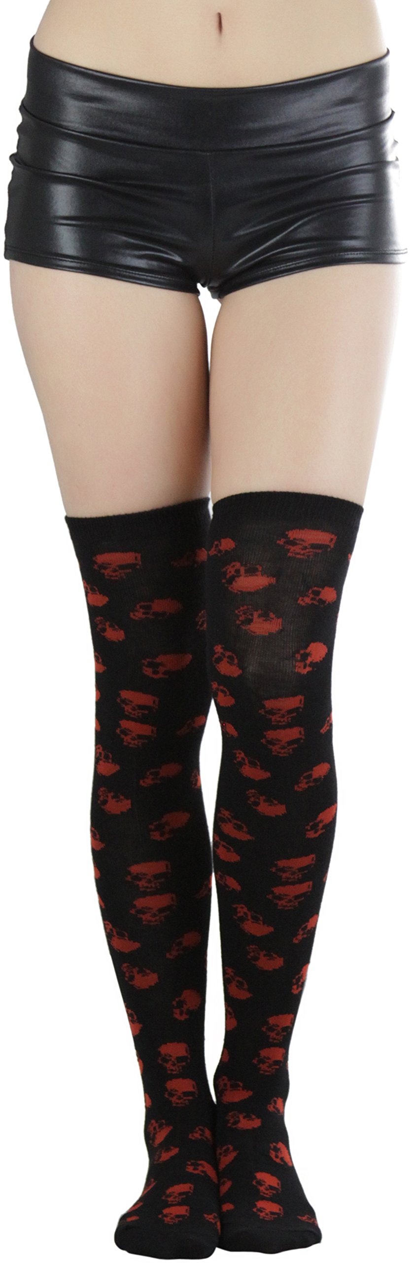 ToBeInStyle Women’s Skull Crossbones Skeleton Pirate Symbol Hosiery Tights &amp; Thigh High Stockings
