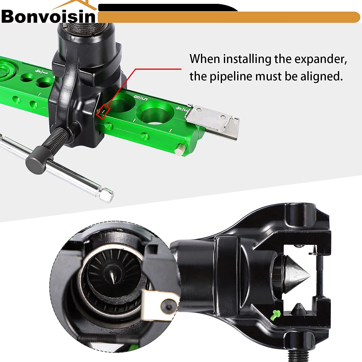 Bonvoisin Utils d'Évasement 1/4 "-3/4" Jeu d'Outils d'Expansion de Tuyau 6 Tailles en Alliage d'Aluminium de Type Excentrique à 45 ° pour Conduites d'eEau / Conduites de Refroidissement (Type Pouce)