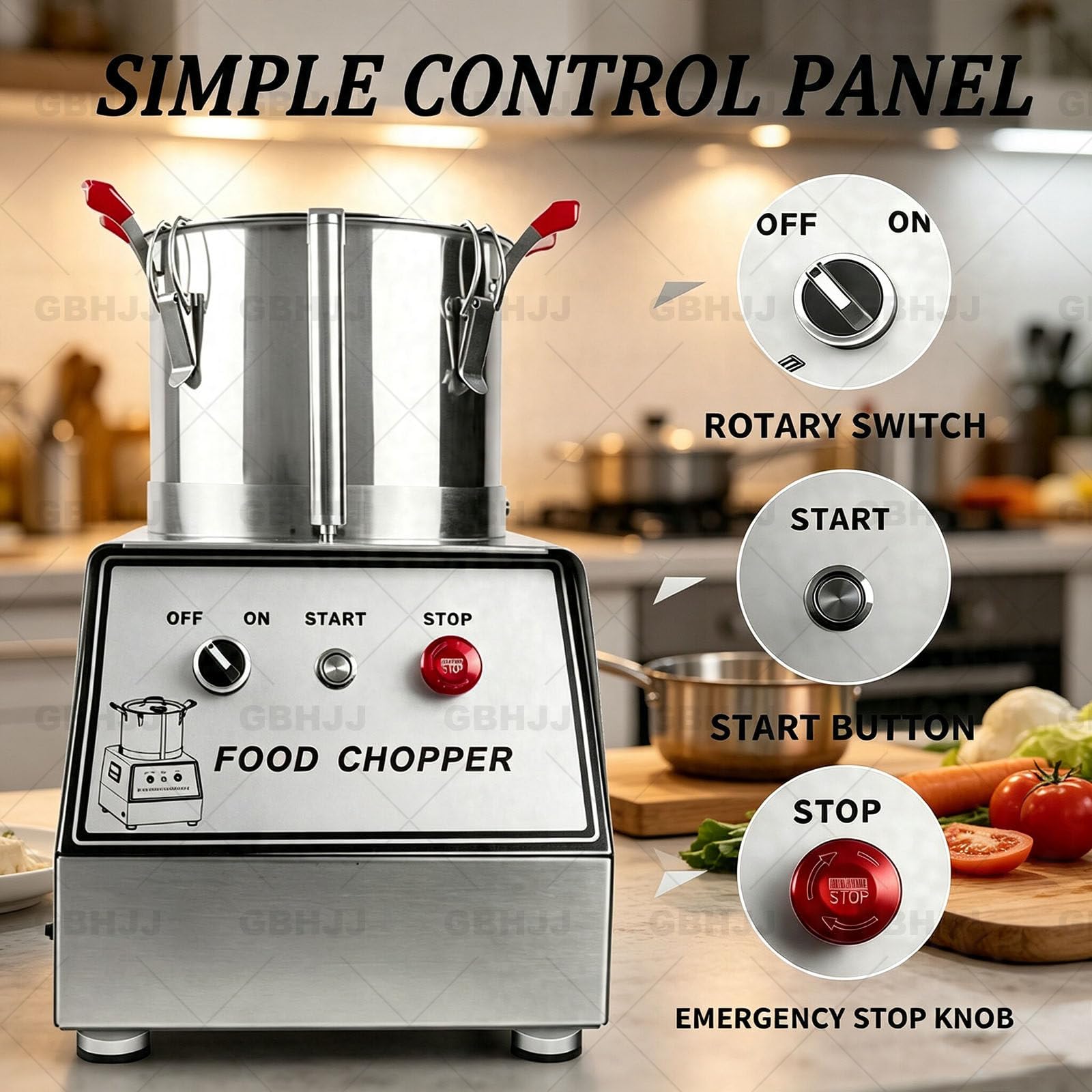 Cutter Elettrico Professionale, Robot da Cucina Tritatutto per Verdure 7L | Multifunzione per Bar, Ristoranti e attività di Ristorazione Collettiv