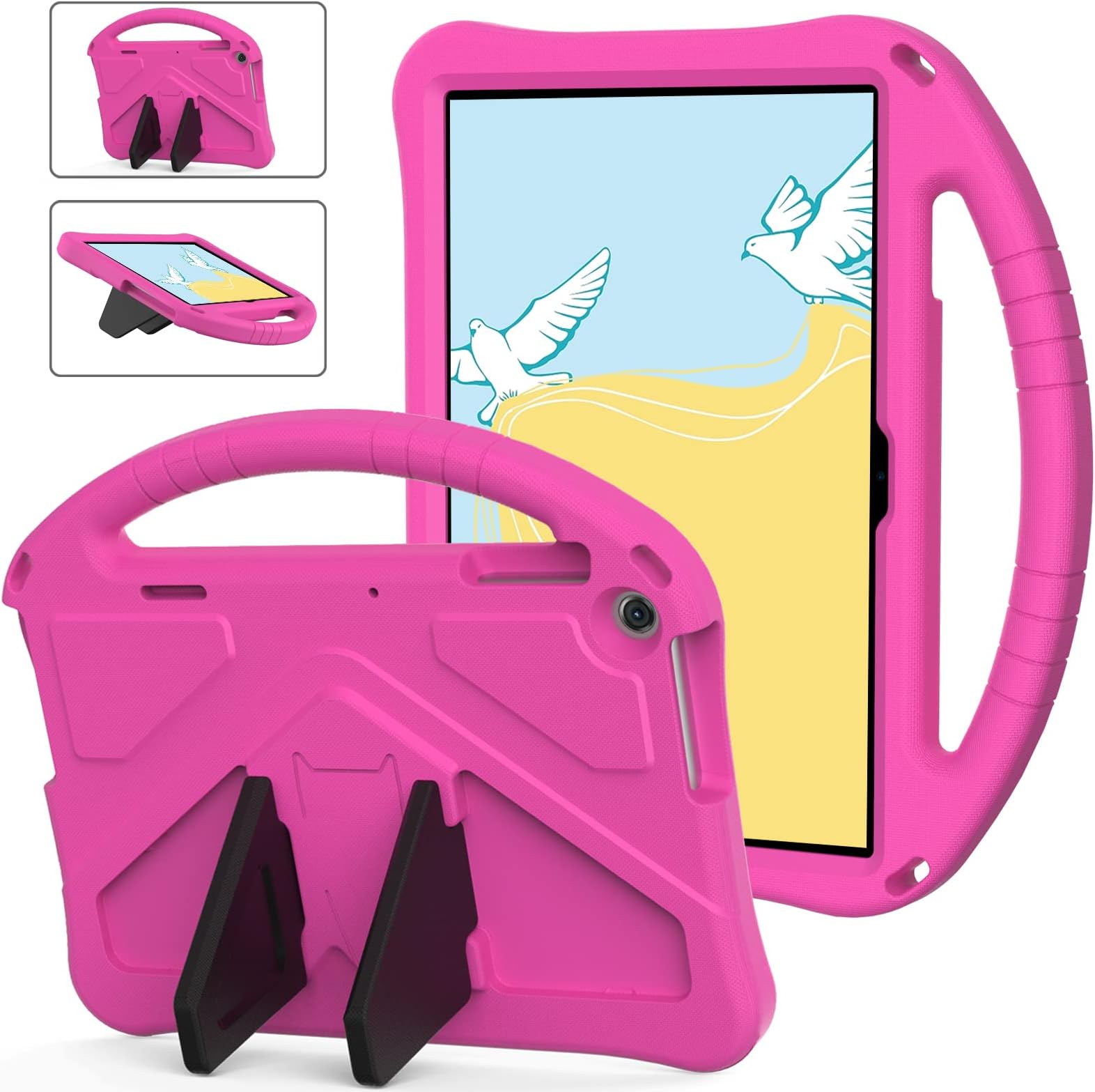 Kids Case for Lenovo Tab M10 3rd Gen TB328FU, Children Friendly EVA Foam Protective Stand Handle Cover Case for Lenovo Tab M10 3rd Generation TB328XU 2022 10.1" Tablet - Hot Pink