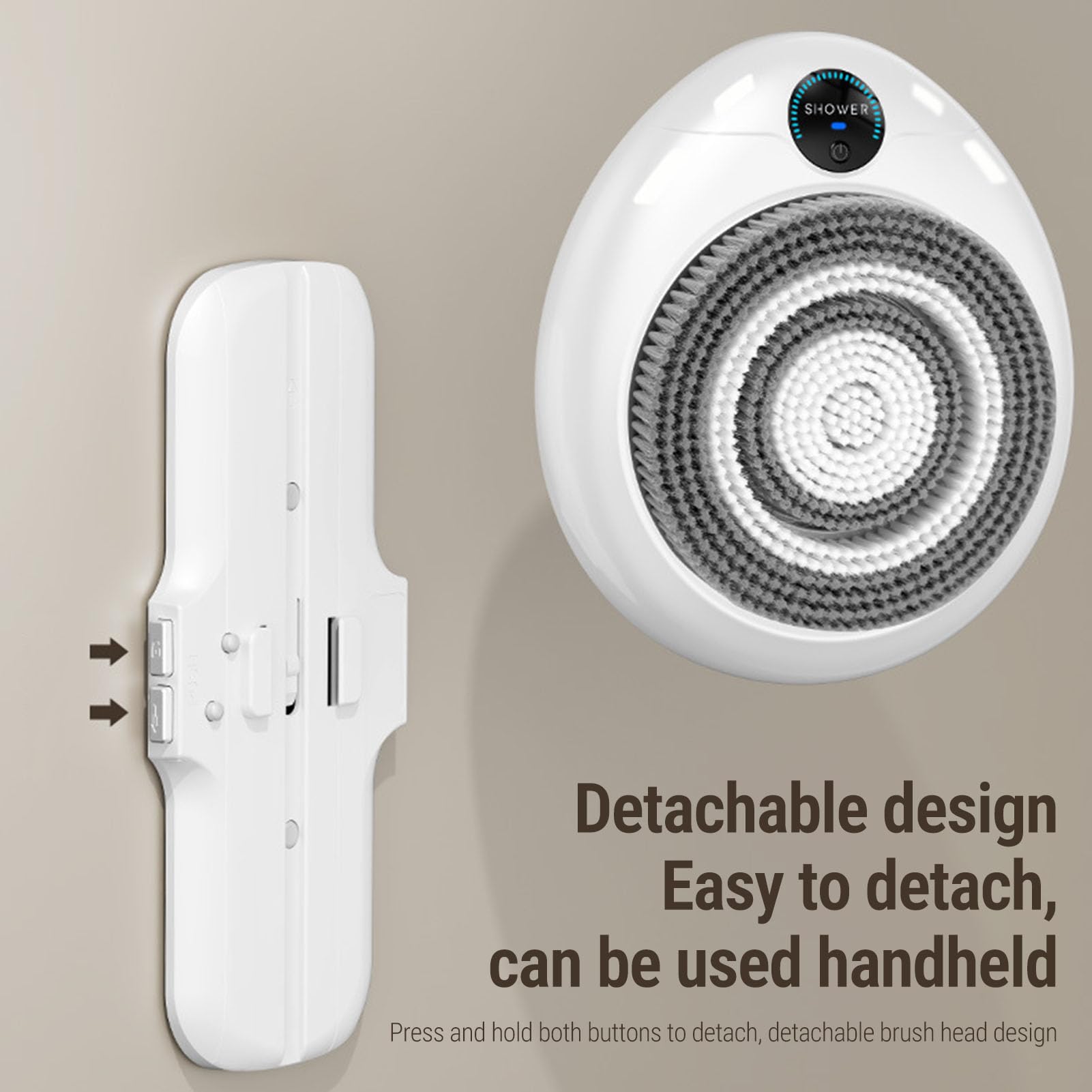 Fregador de Espalda Eléctrico Cepillo de Ducha Montado en la Pared con Rotación Automática Depurador Corporal de Silicona ABS Altura Ajustable Cerdas Suaves para Limpieza Profunda y Masaje