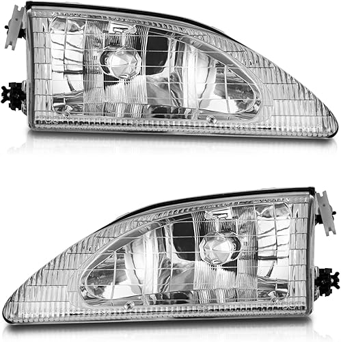 Miniatura 9 de WEELMOTO Conjunto de faros delanteros halógenos para Ford Mustang 1999-2004, par de faros delanteros de repuesto para Ford Mustang 1999 2000 2001