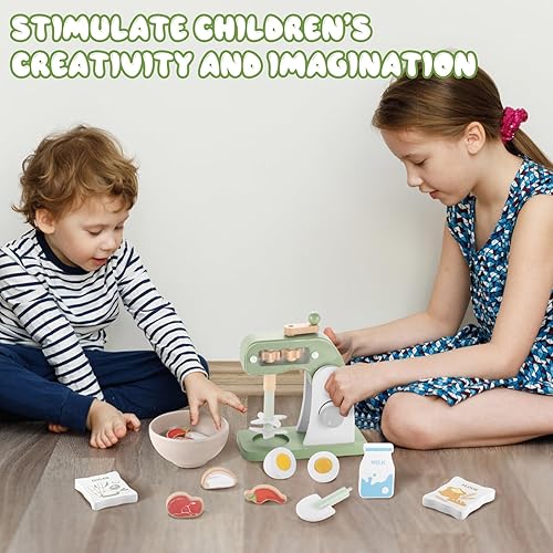Miniatura 7 de GAGAKU Mezclador de juguete de madera para niños, accesorios de cocina, juegos de comida de juguete para niños a partir de 3 años