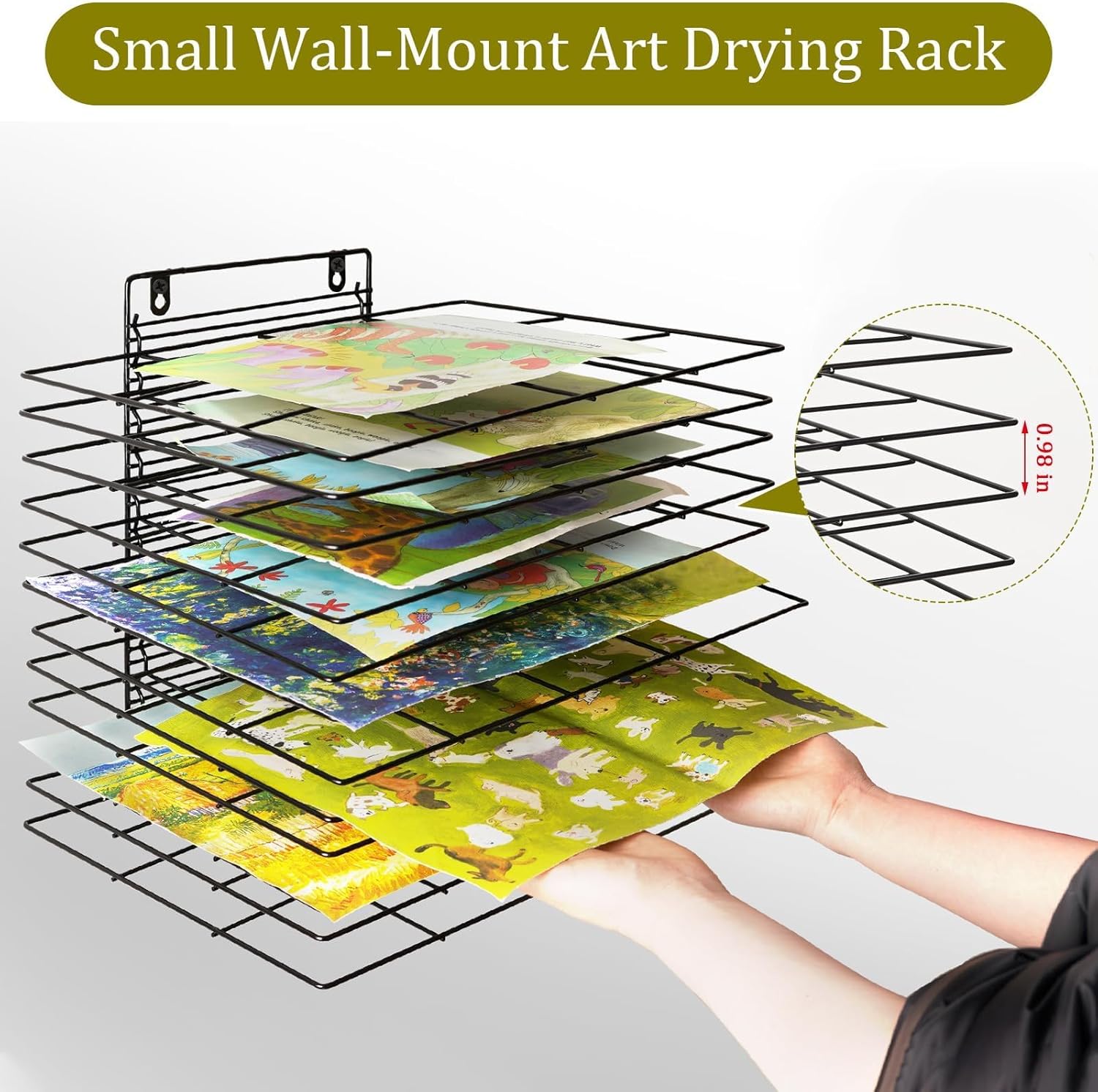 Art Drying Rack for Classroom Paint Drying Rack Small Art Drying Rack Wall Art Storage Rack with 12 Removable Shelves for Classrooms and Art Studios (Black, 12 Shelves)