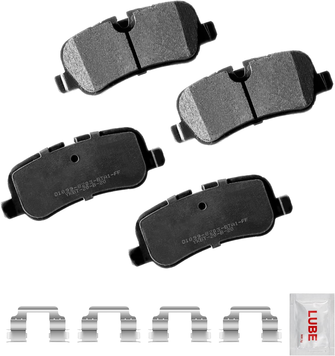 Rear Ceramic Brake Pads Set with Hardware For 2006-2023 Land Rover Range Rover Sport, 2006-2012 Range Rover, LR3, LR4