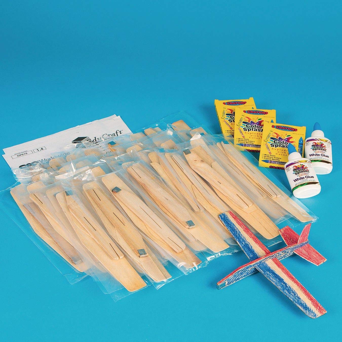 S&S Worldwide Cloud Climbers Wooden Toy Airplane Craft Kit - 36 Pack, 8" Wingspan, Balsa Wood