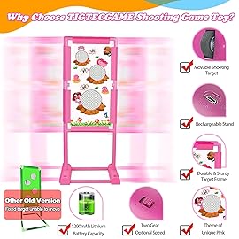 Upgraded Moving Shooting Game Toy for Boy Girl Age of 5 6 7 8 9 10 11 12 Years Old Includes Shooting Target & 2 Blaster Guns & 18 Foam Balls - Ideal Christmas Birthday Gift for Kids