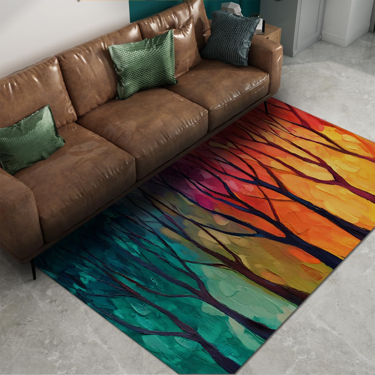 Tapis antidérapant lavable 60x120cm art abstrait moderne de salon