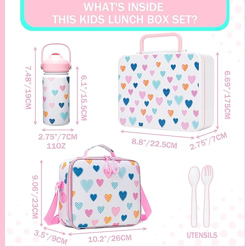 Miniatura 2 de Lonchera Bento para niños con 6 compartimentos, lonchera para niñas con bolsa de almuerzo, botella de agua de acero inoxidable, bolsa de hielo y