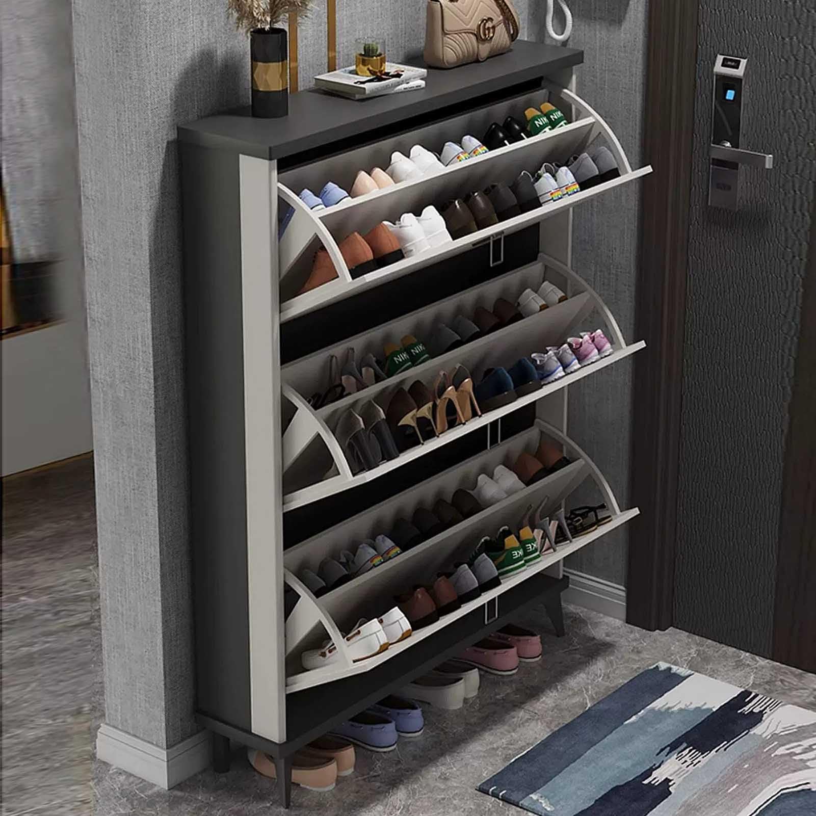 Armoire à chaussures à tiroirs rabattables pour l'entrée