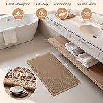 Rvolst Bath Mat Rug for Bathroom Waffle Woven Bathroom Mat Super Absorbent Machine Washable Non Slip Farmhouse Boho Bathroom Rug 46x77cm Brown