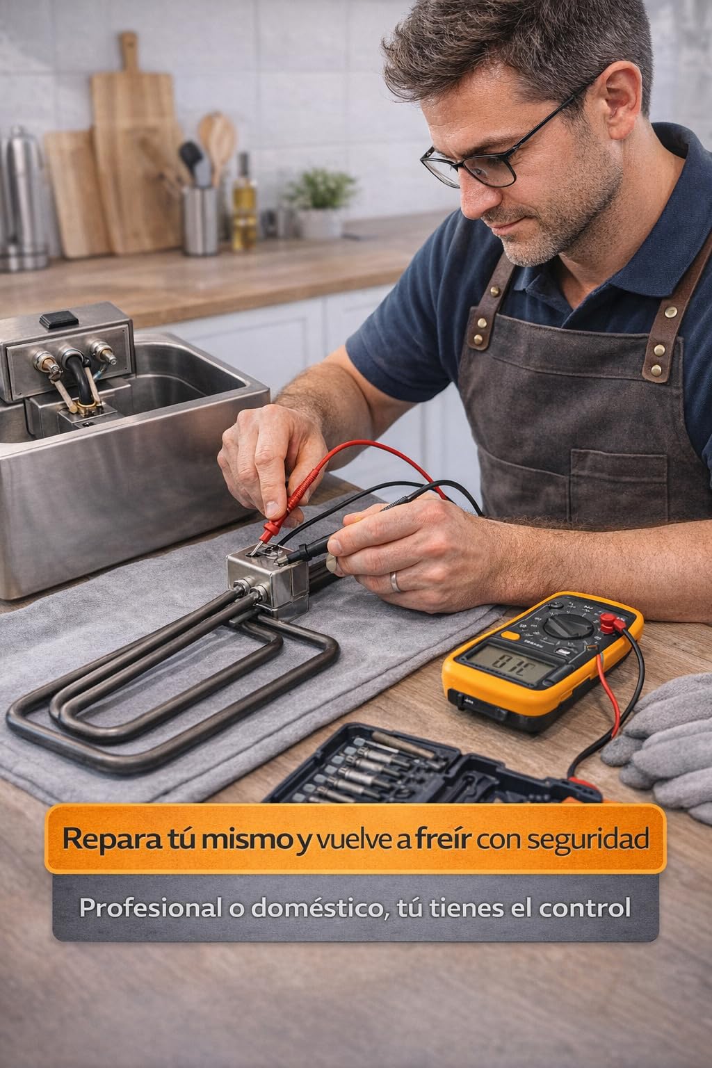 RO Linea Blanca ® Resistencia Freidora 3200W 230V Con Caja Conexion Tipo Enchufe Repuesto Inmersion Compatible con Jemi J6 N10 Serie 600 Medidas 355x195mm Tubo 8mm Calentamiento Rapido Hosteleria