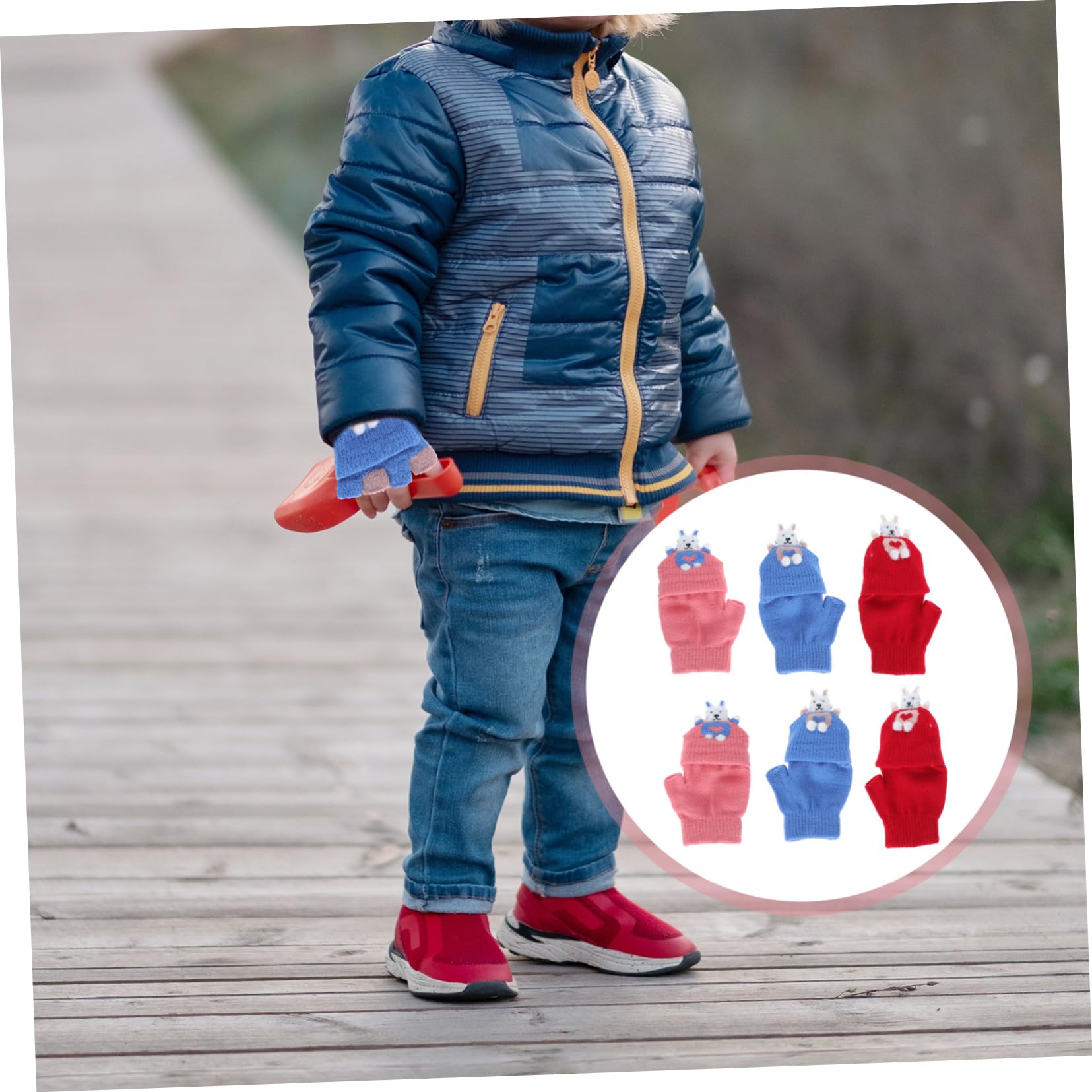 Guantes De Medio Dedo Calcetines De Agarre Guantes Calientes Para Guante Infantil Tapa Guantes Calientes Guantes De 3% Hilo Cubierto De Spandex