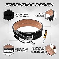 Vista 9 de Yes4All 100% Leather Premium Weightlifting Belt/Genuine Leather/ 2in1 Dip Belt With Chain/Self-locking Belt, Robust Alloy Steel Buckle 10mm Thick