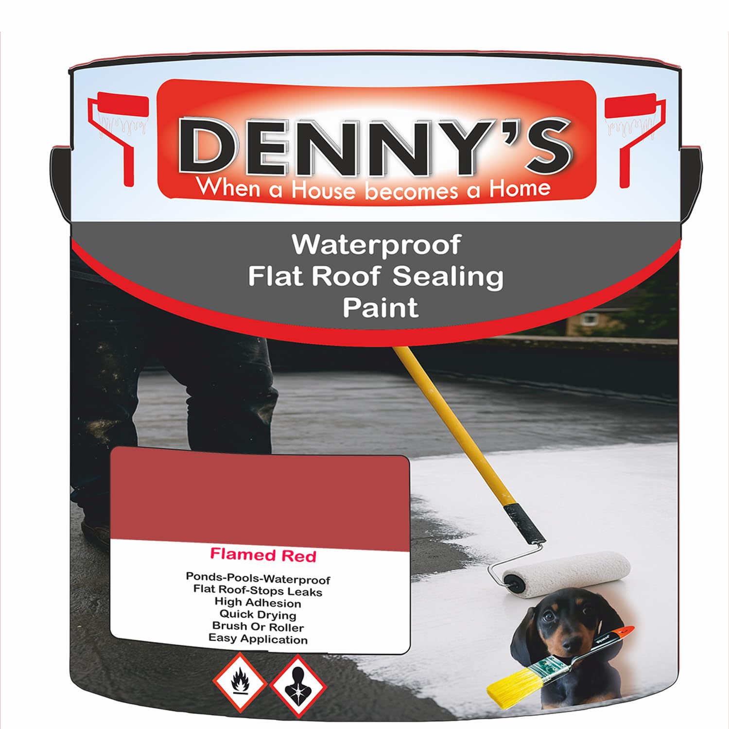 SCOOBYS PAINTS BACK IN THE MIX Chlorinated Rubber Flat Roof Paint – Waterproof Roof Sealer & Leak Repair Coating, Quick Drying, High Adhesion (Flamed Red, 250ML Tin)