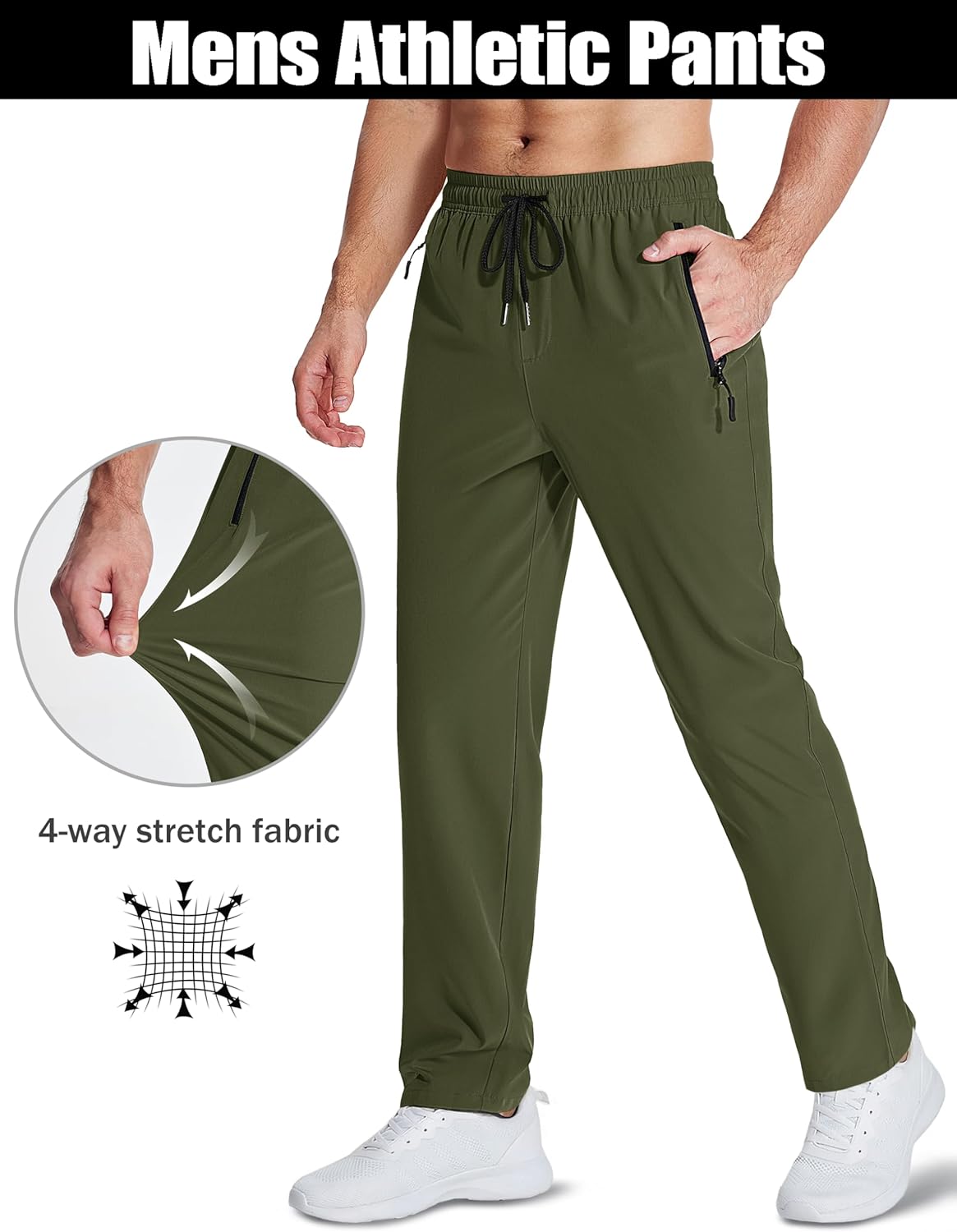 MAGCOMSEN Mens Hiking Pants Lightweight Quick Dry Workout Athletic Jogger with Zipper Pockets Golf Running Gym - Image 5