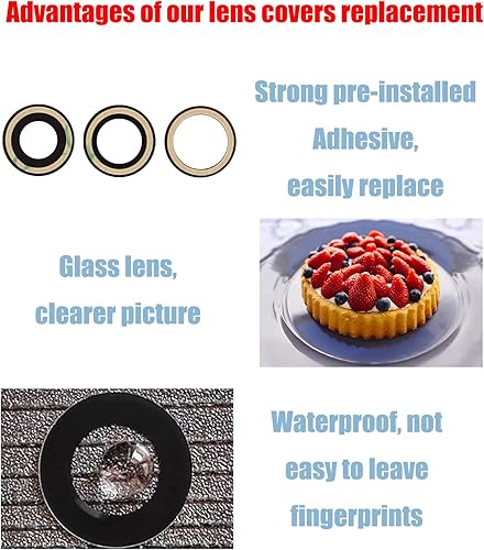 Miniatura 4 de Juego de 3 fundas de repuesto para lente de cámara trasera para iPhone 12 Pro Max (6.7 pulgadas), antiarañazos y resistentes al agua, repuesto de
