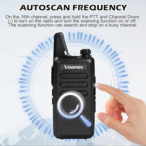 Miniatura 9 de Walkie Talkies recargables para adultos, 22 canales FRS, radios bidireccionales con auriculares, cargador de banda multiunidad de 6 vías,
