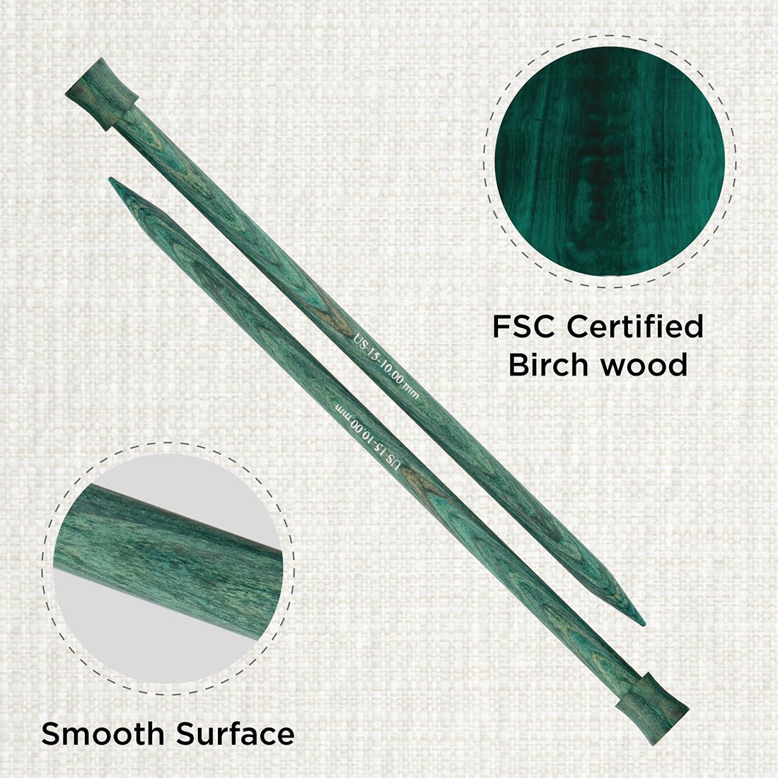 KnitPro Dreamz Single Pointed Needles 12" (30cm), Aquamarine, 10.00mm - Image 2
