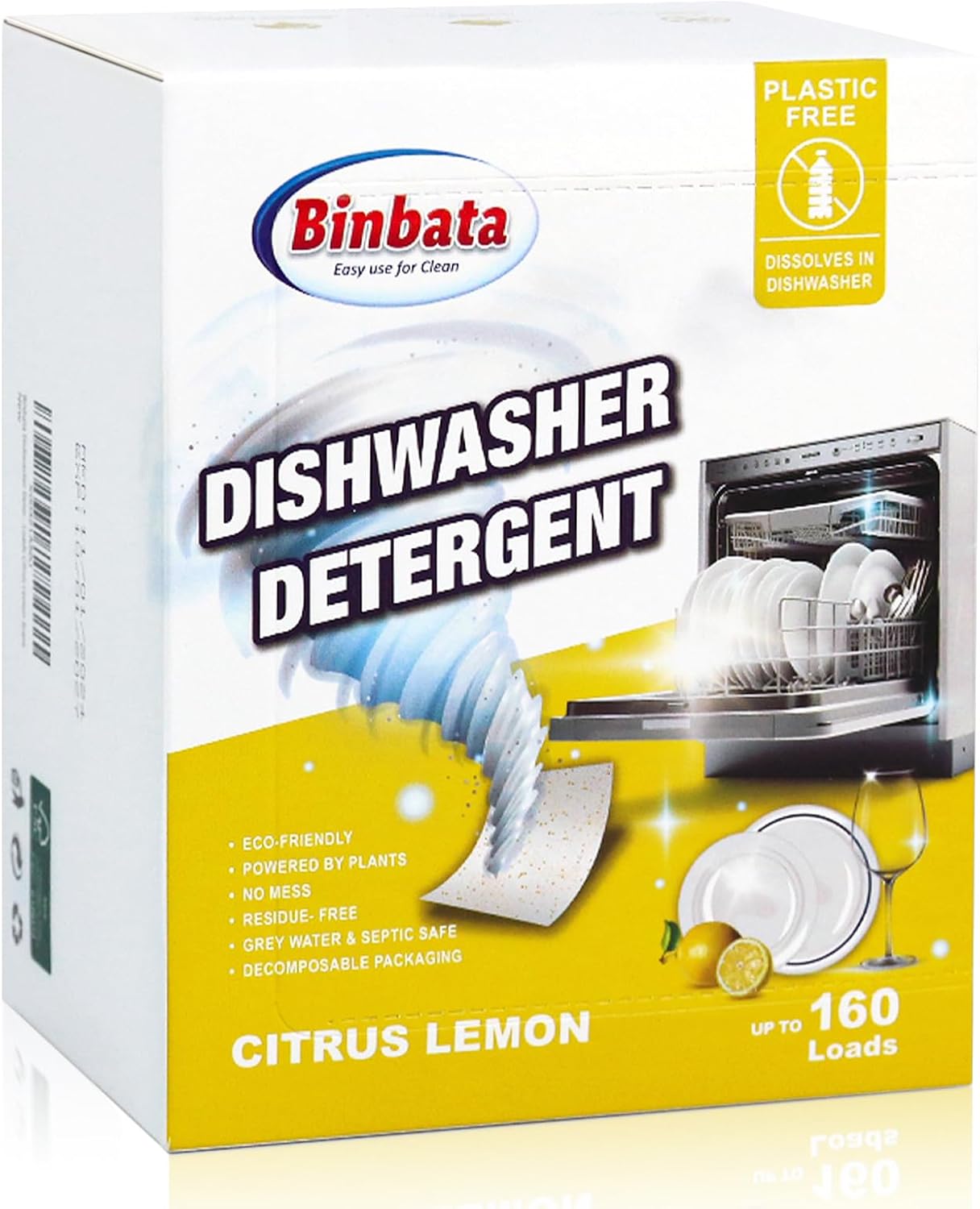 Eco Dishwasher Detergent Sheets Up To 160 Loads, Citrus Lemon Scent Plastic Free Dishwashing Soap Strips With High Efficient Solid Enzyme, Leaving Dishes Sparkling Clean Eco Dishwasher Detergent Sheets Up To 160 Loads, Citrus Lemon Scent Plastic Free Dishwashing Soap Strips With High Efficient Solid Enzyme, Leaving Dishes Sparkling Clean