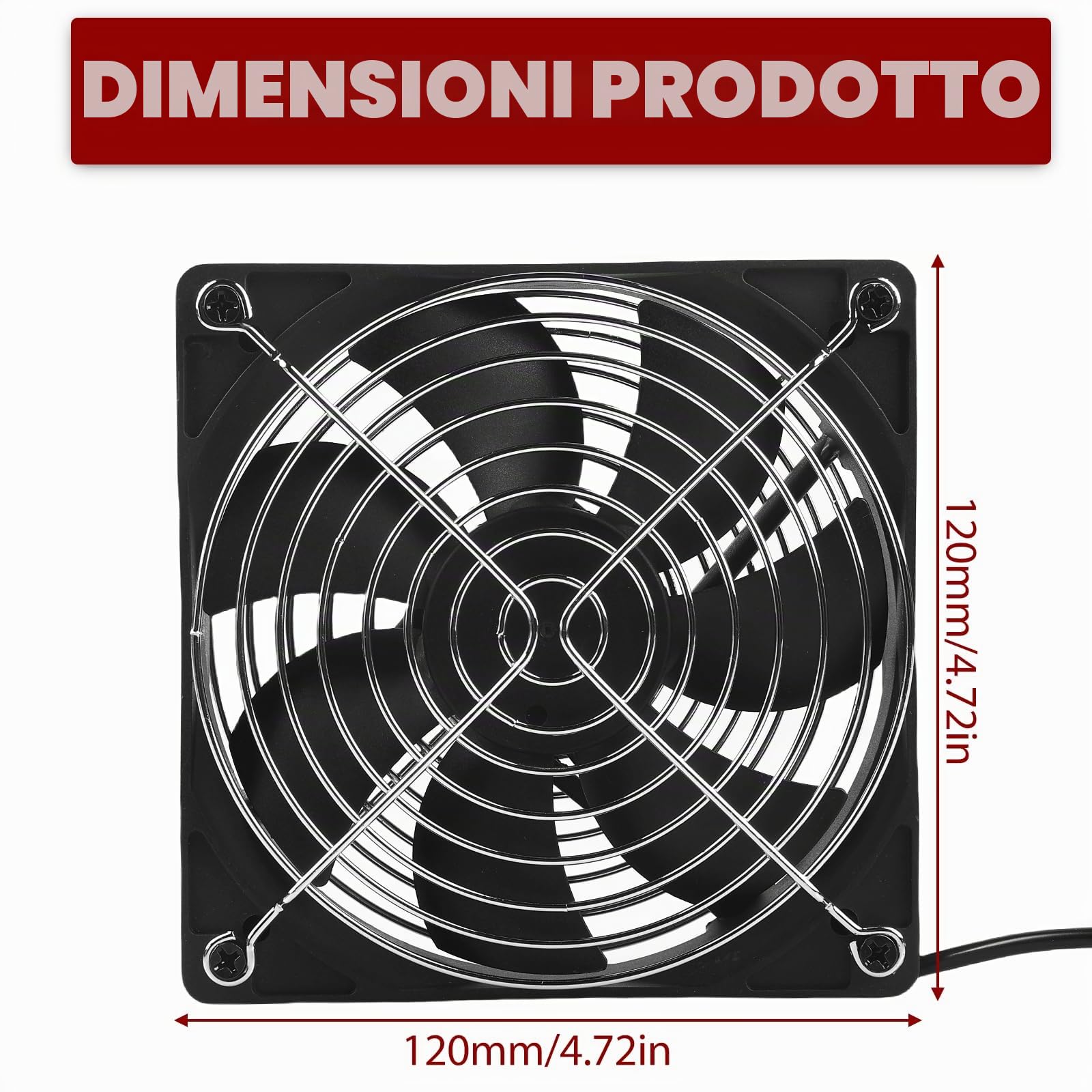 Ventola per Alloggiamento PC da 120 mm con Controllo della Velocità - Doppio Cuscinetto a Sfera, Silenziosa 220V per Laptop, TV, Radio, Router