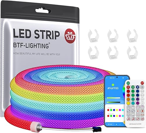 Miniatura 13 de BTF-LIGHTING 9.8 pies WS2811 WS2812B IC RGB 360 Grados Tira LED de Colores Neon Flexible de Silicona de Nylon con Patrón Reticulado IP67 Impermeable